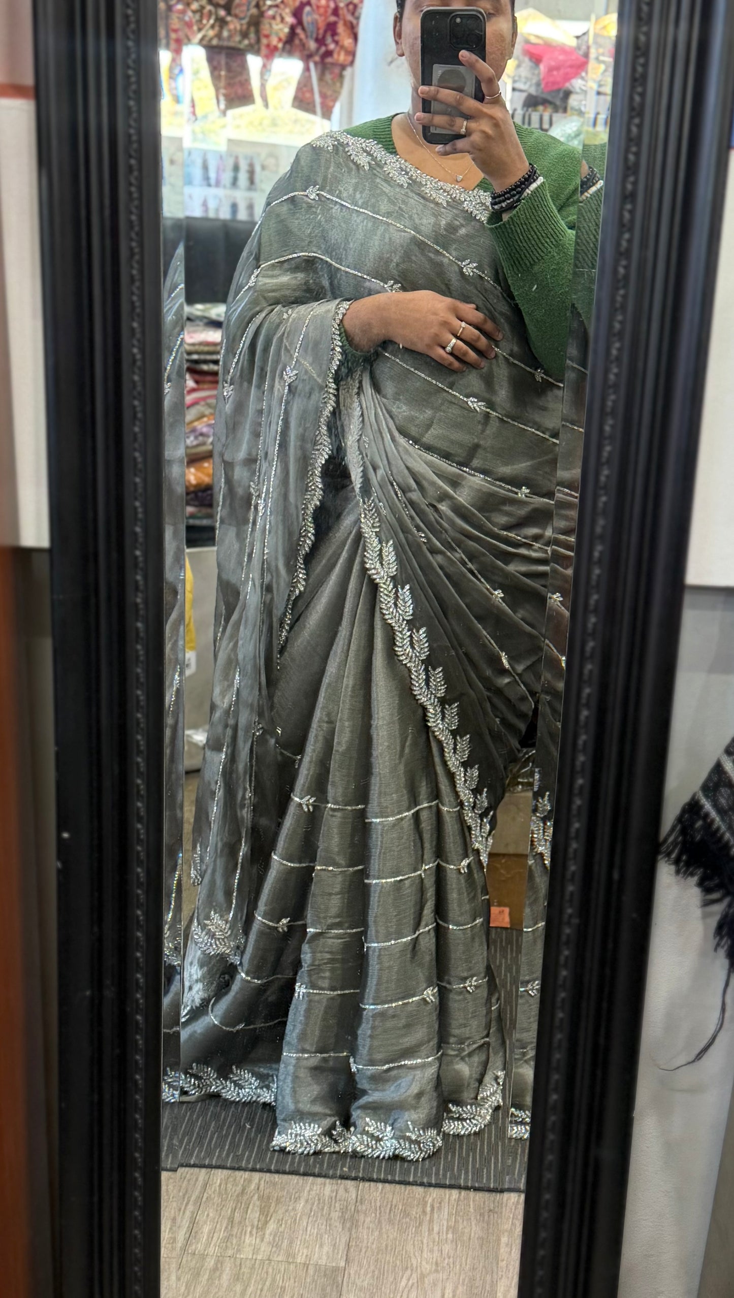 Beautiful designer hand embroidery saree