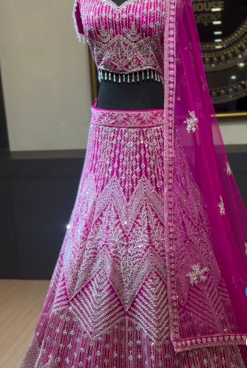 Beautiful designer heavily embroidery mirror work lengha