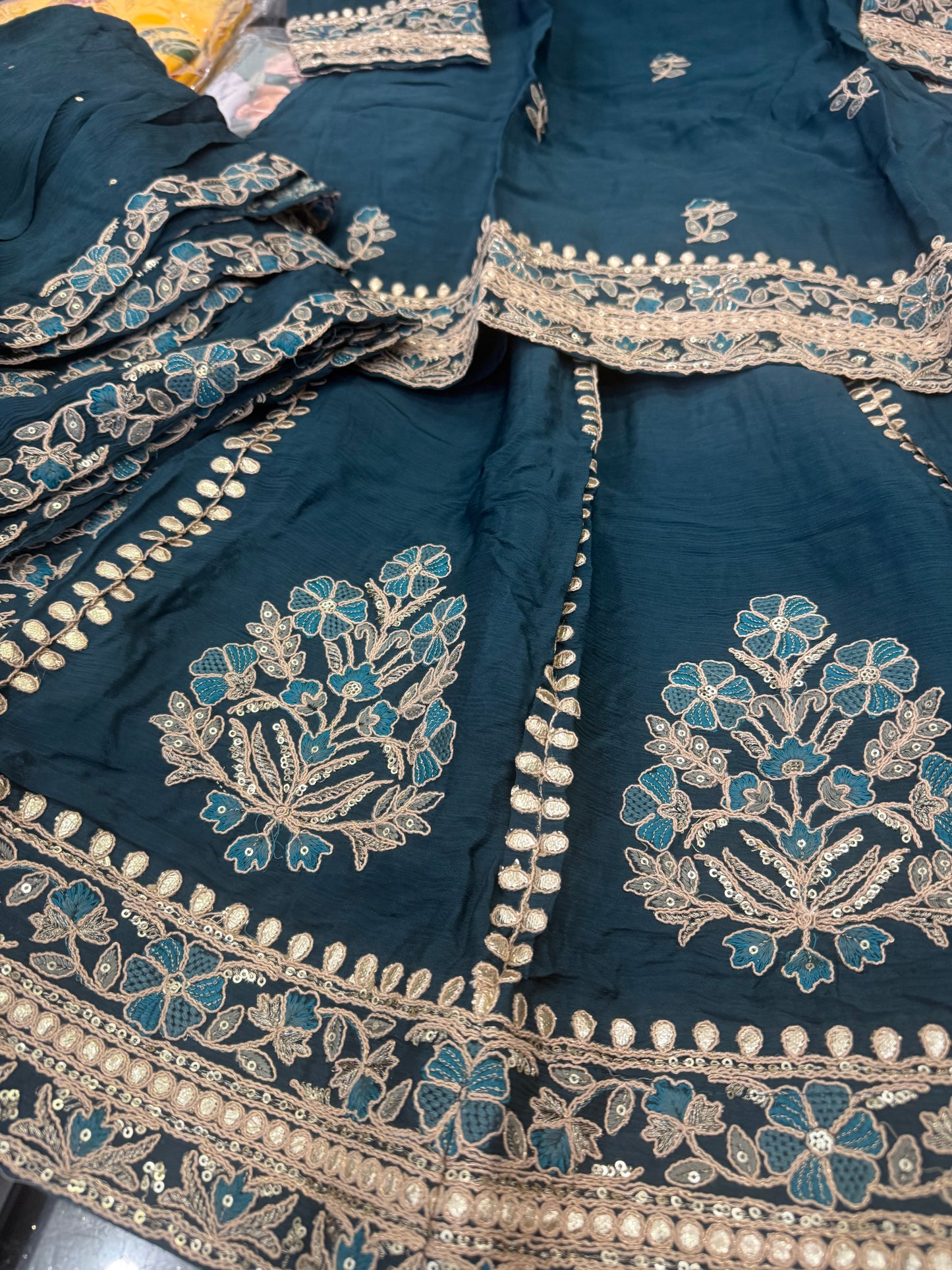 Beautiful designer long top lengha choli suit