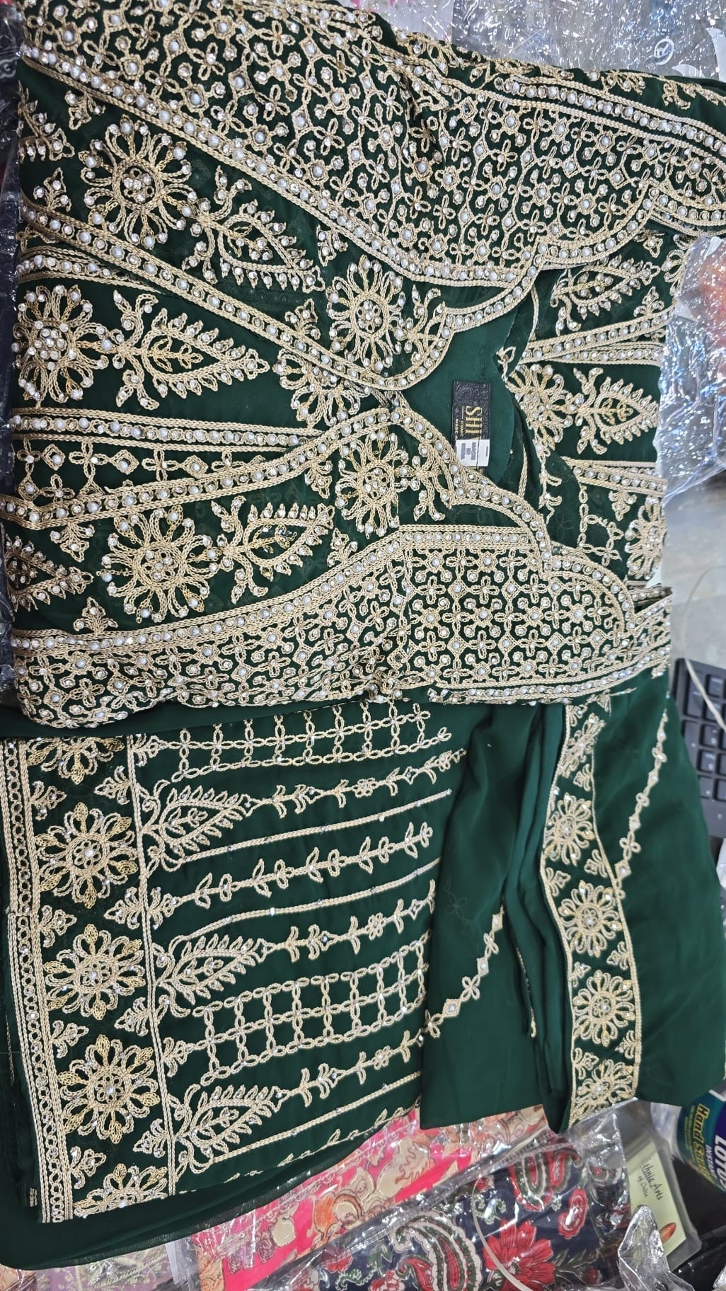 Beautiful designer fully embroidery plazo suit