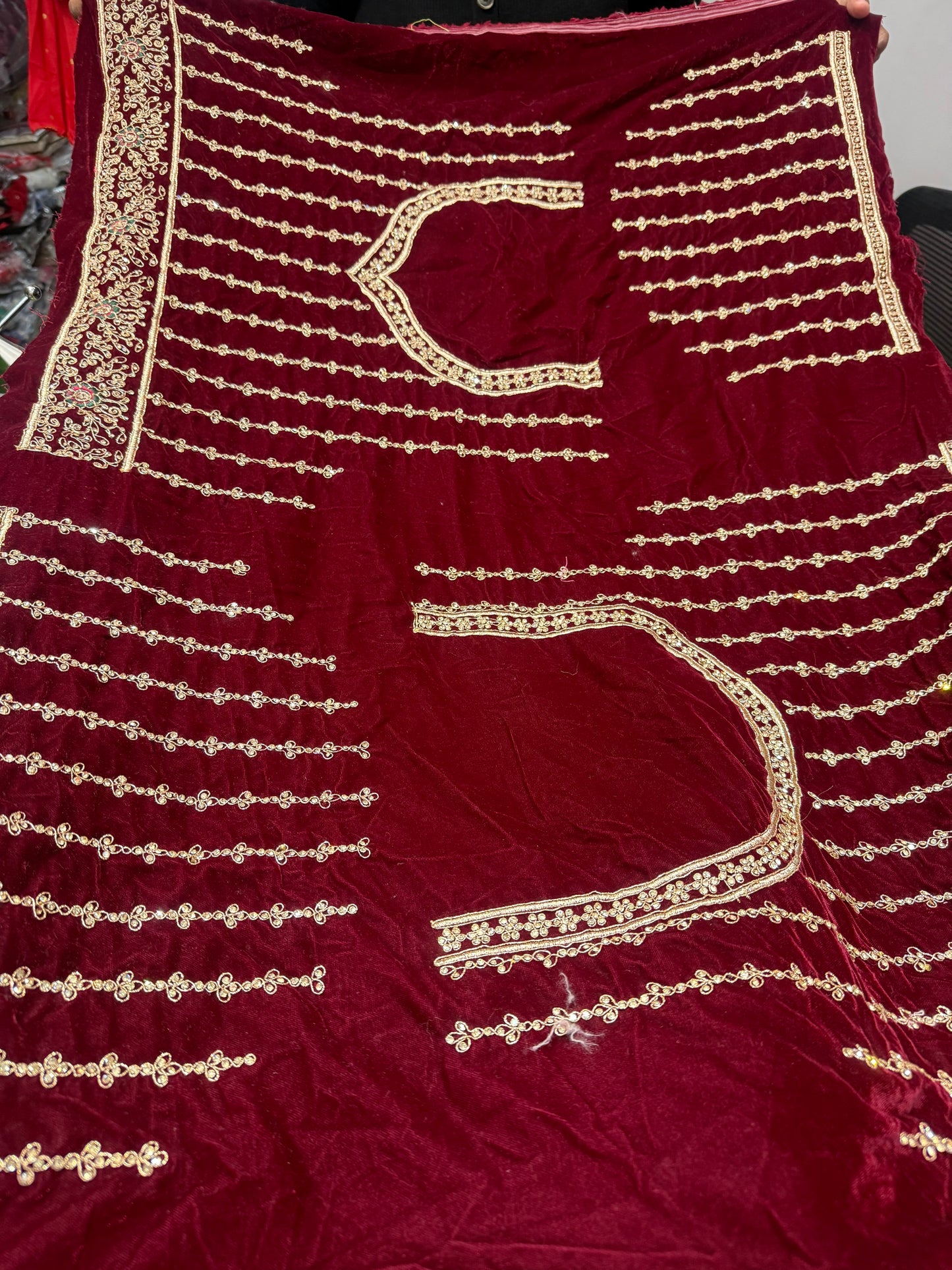 Beautiful designer bridal velvet unstitched lengha
