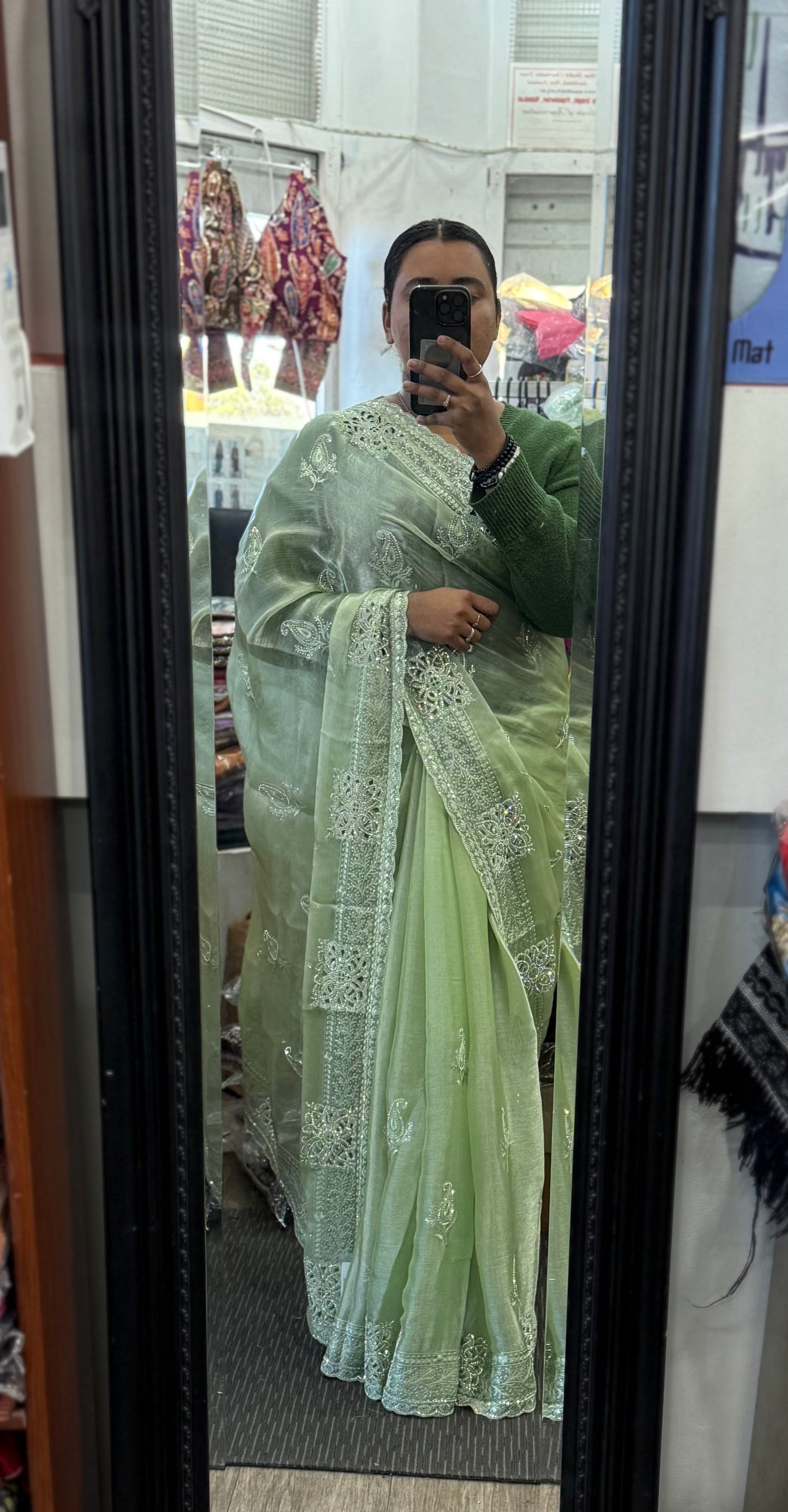 Beautiful designer cut work embroidered saree