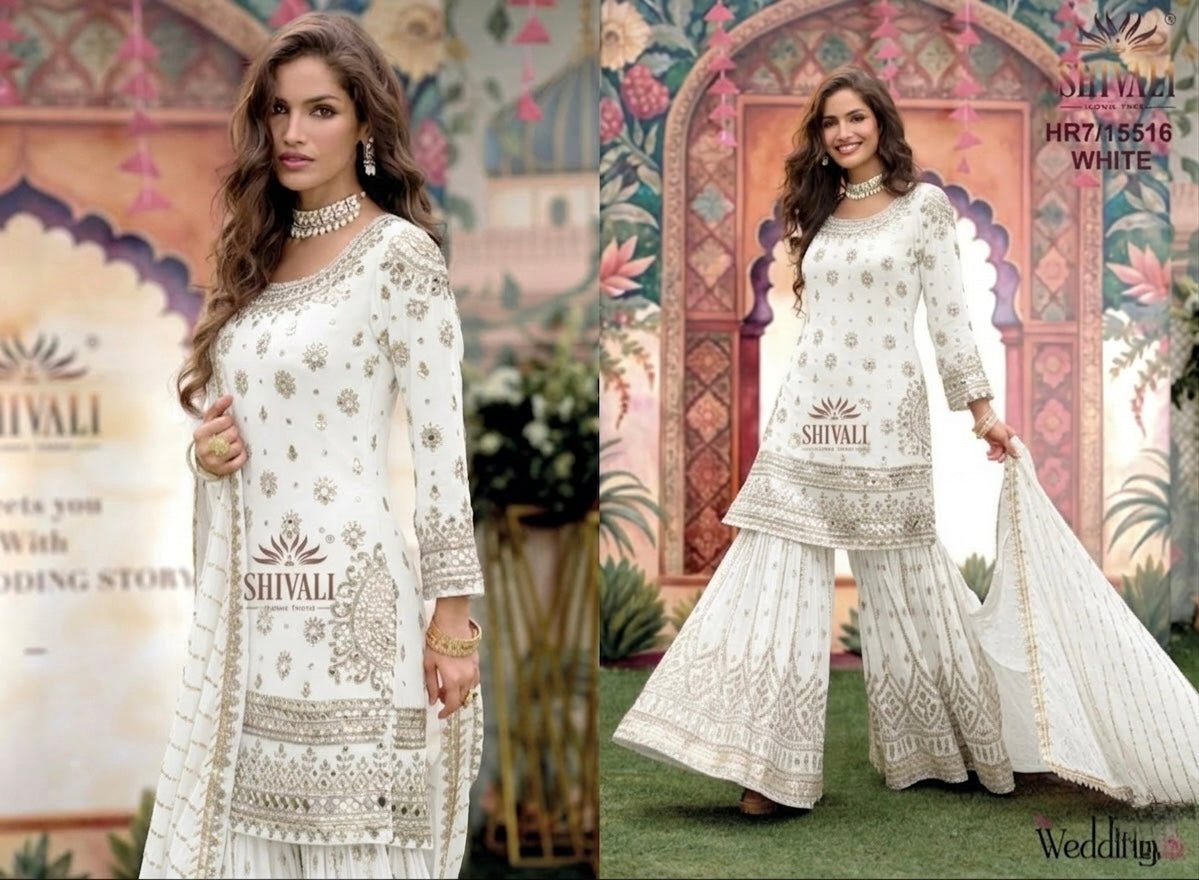Beautiful designer mirror work sharara suit