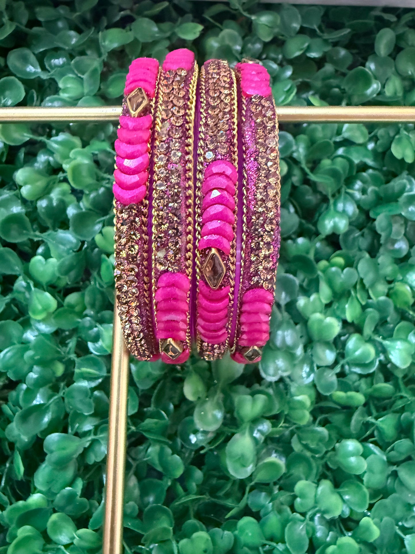 Beautiful designer stone work glass bangles set