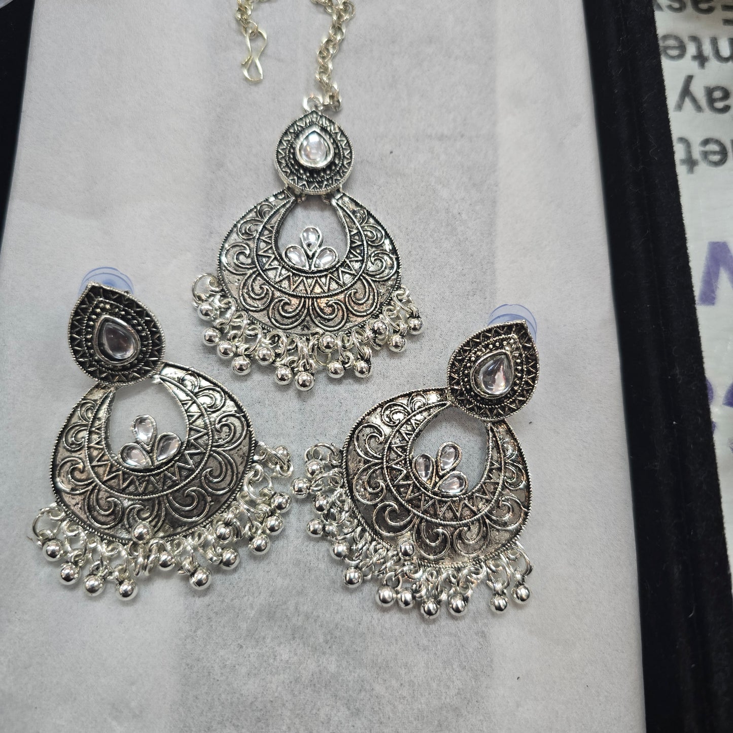 Beautiful designer oxidised earing and tikkah set