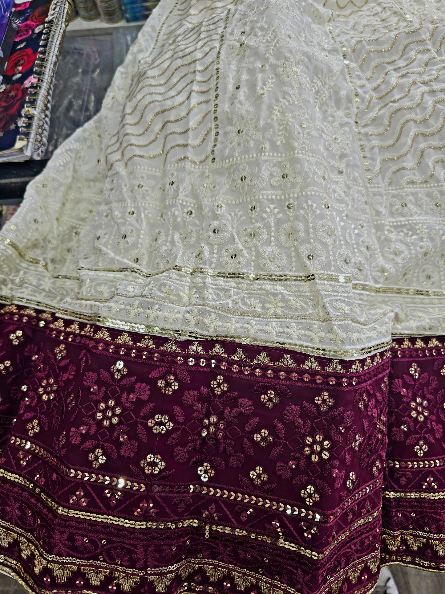 Beautiful designer lucknowi unstitched lengha