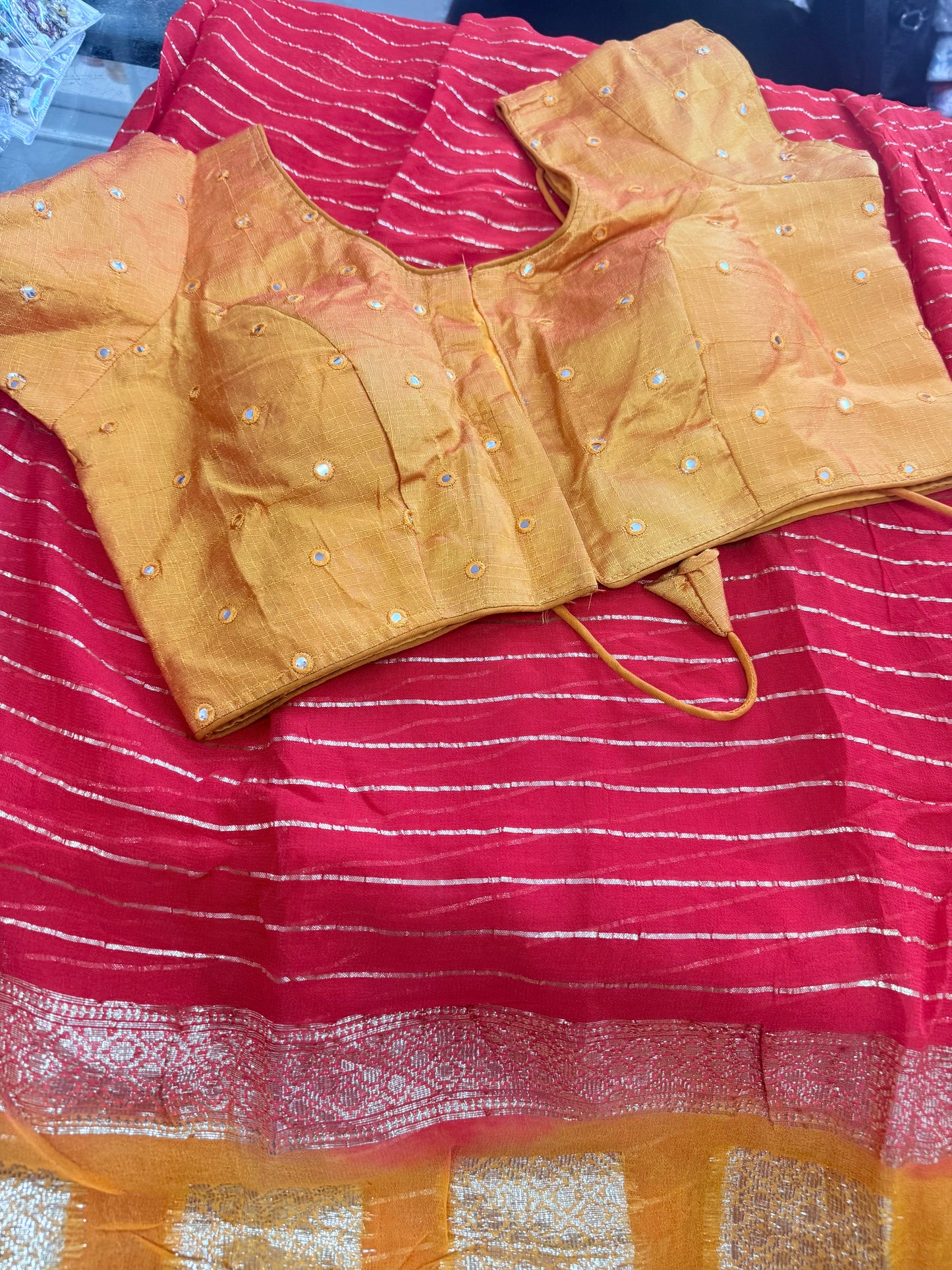 Beautiful designer saree blouse combo