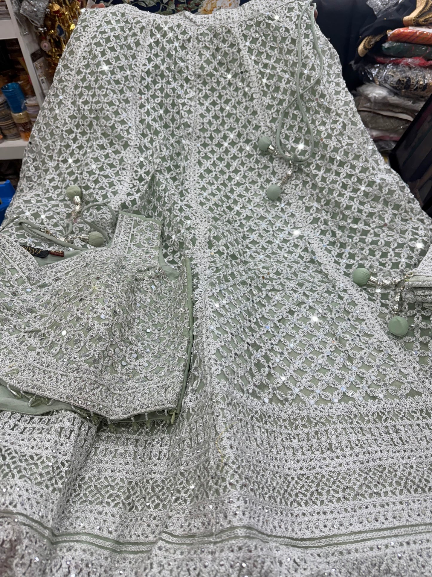 Beautiful designer mirror work lengha choli