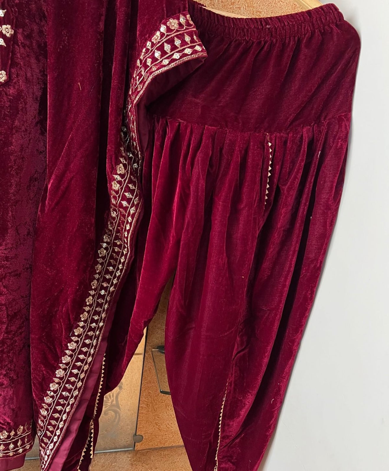 Beautiful designer velvet kaftan cord set with dhoti