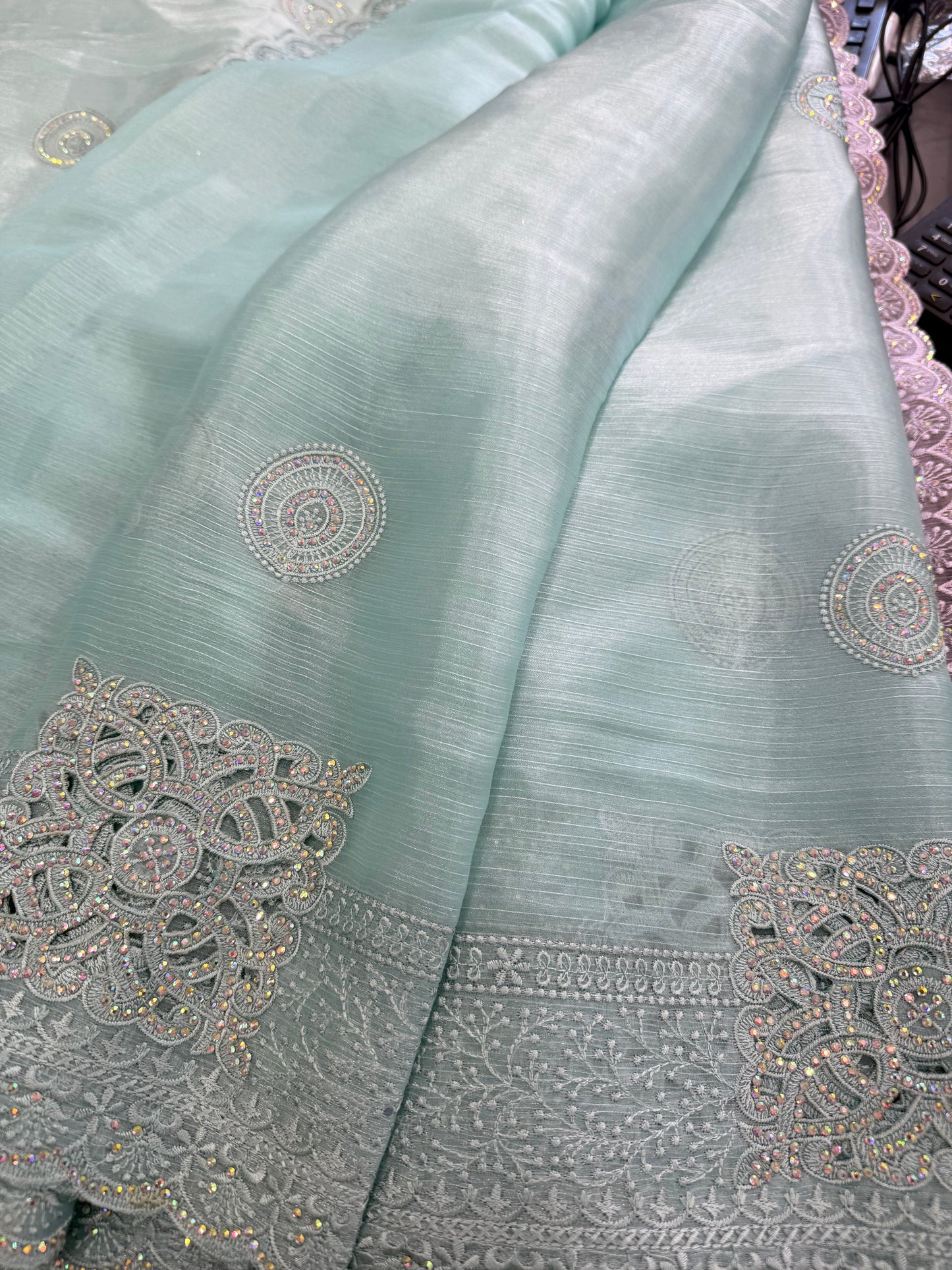 Beautiful designer cut work embroidered saree