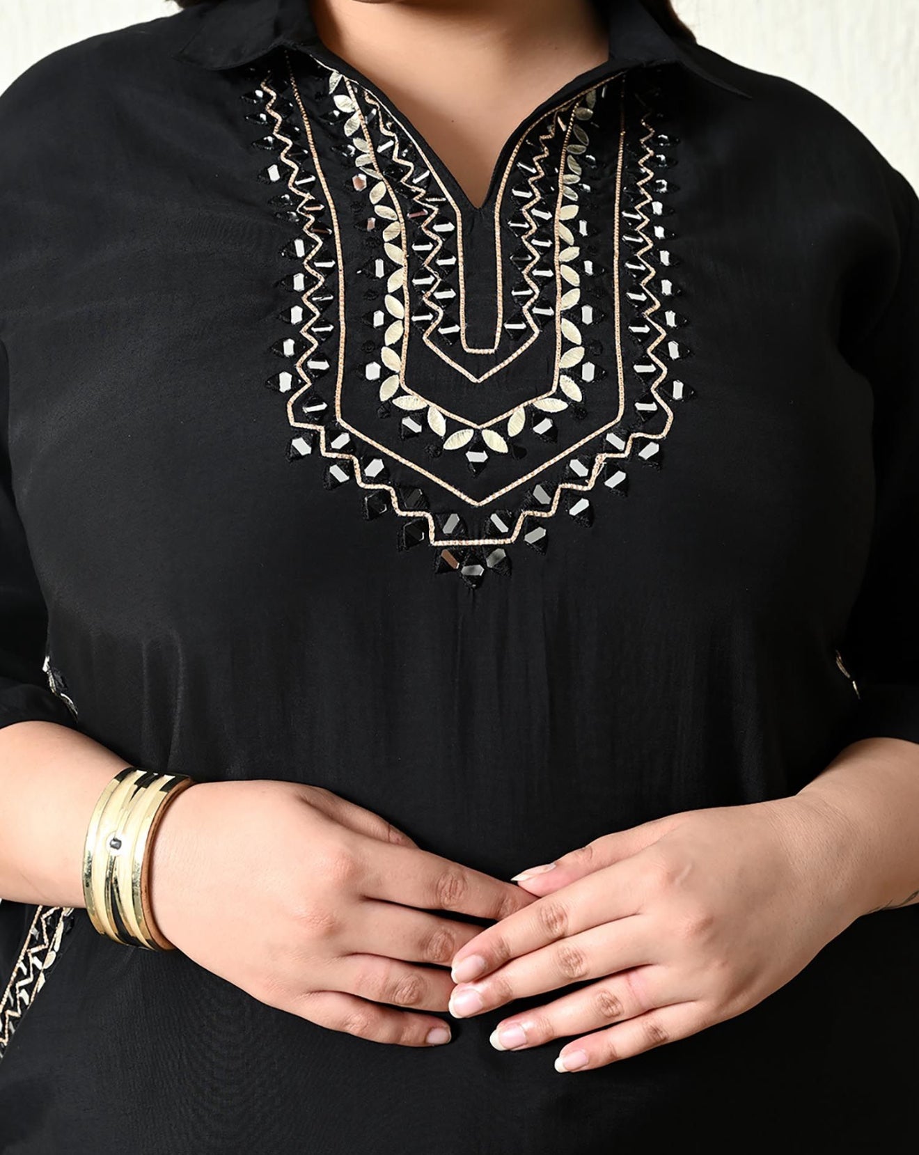 Beautiful designer Black Mirror Embellished Co-ord Set