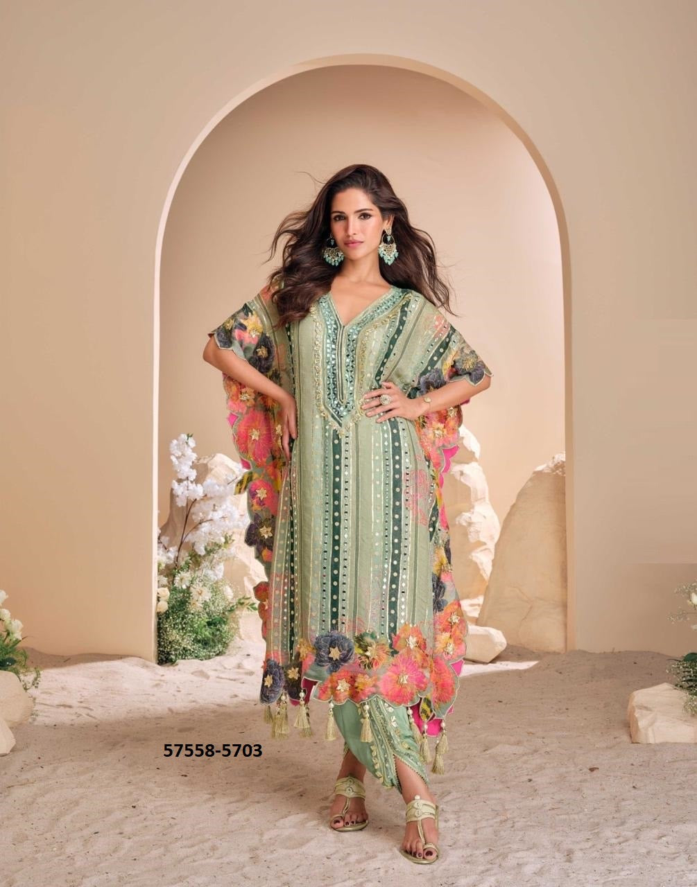 Beautiful designer kaftan with dhoti salwar
