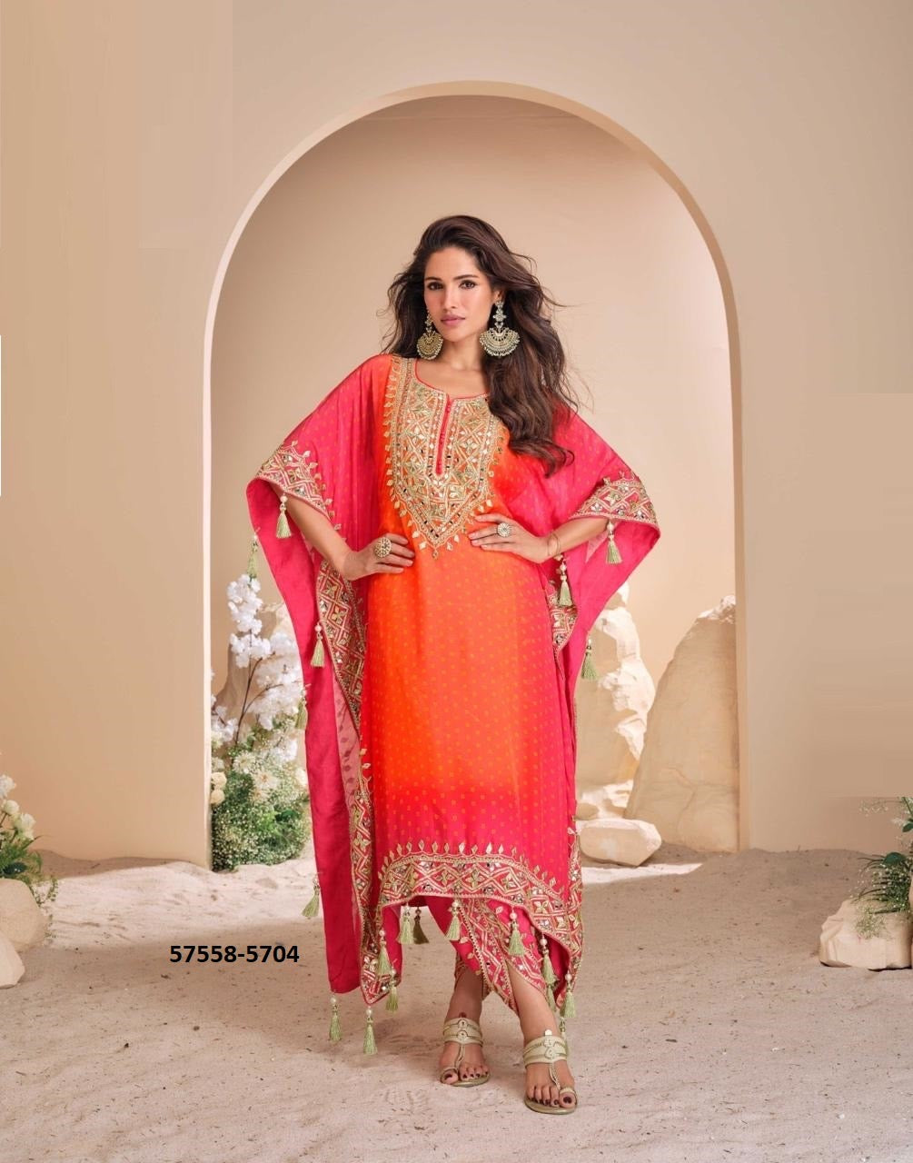 Beautiful designer kaftan with dhoti salwar