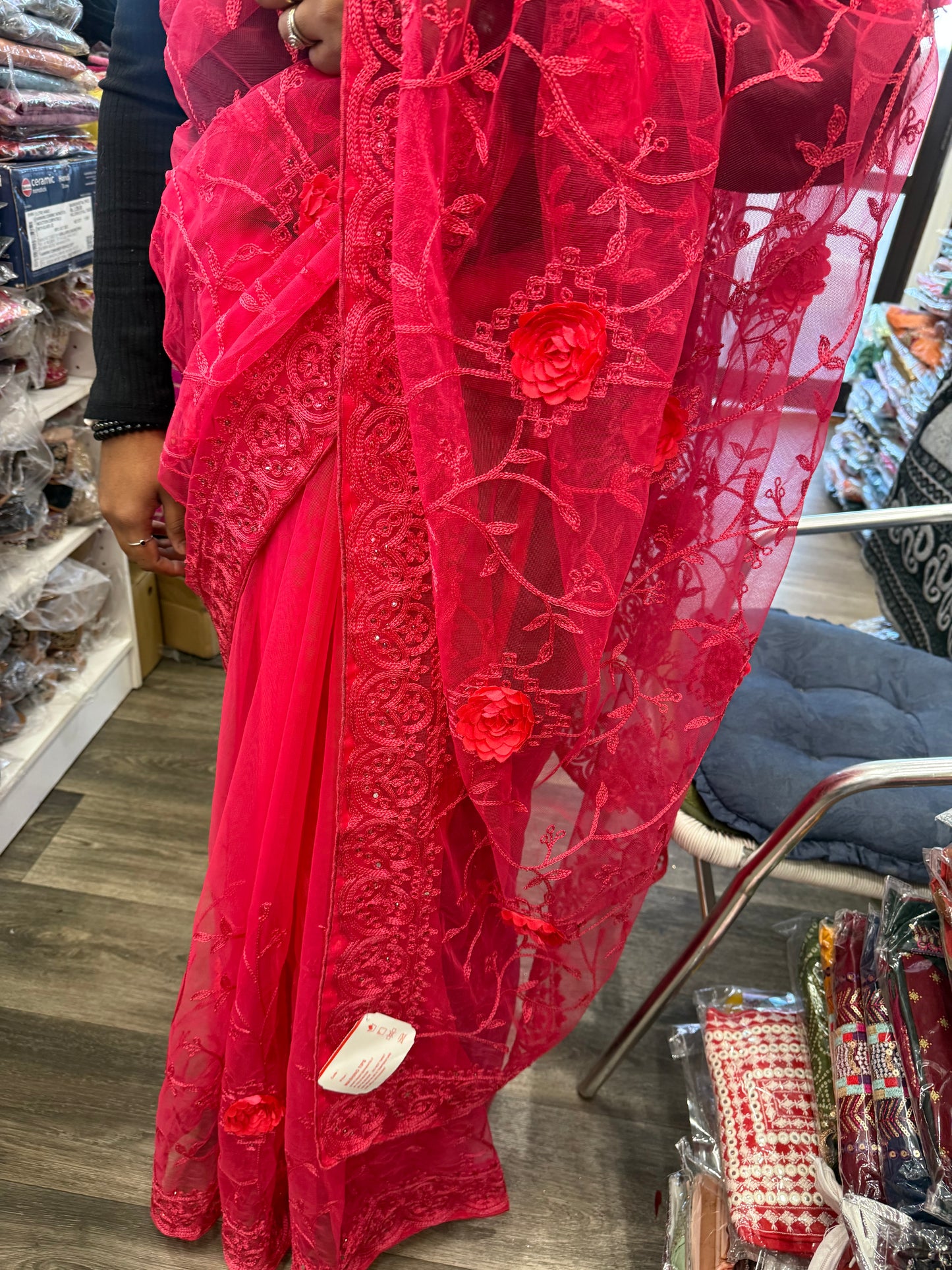 Beautiful designer net embroidery saree