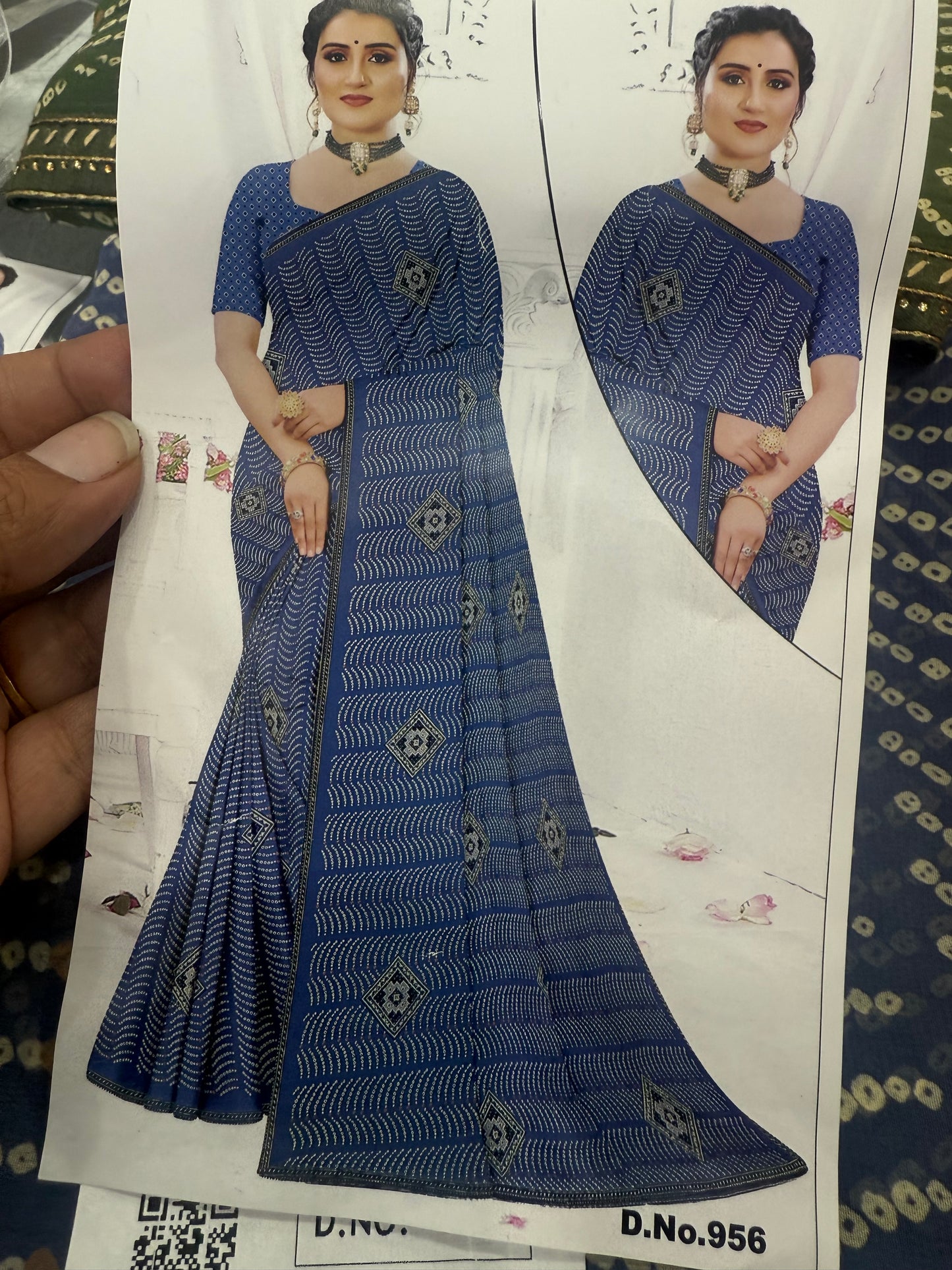 Beautiful designer geogrette bandhani saree