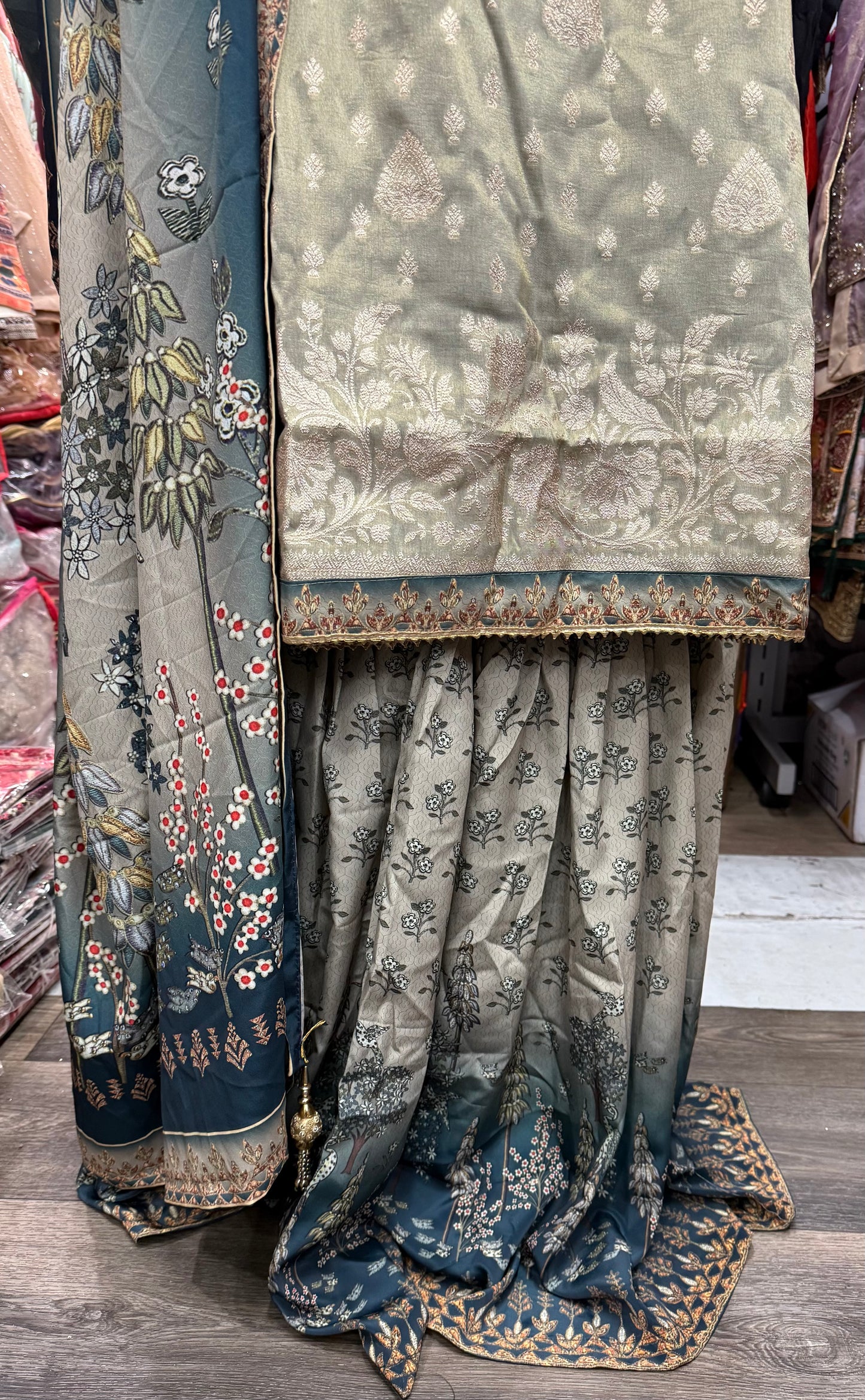 Beautiful designer floral sharara suit
