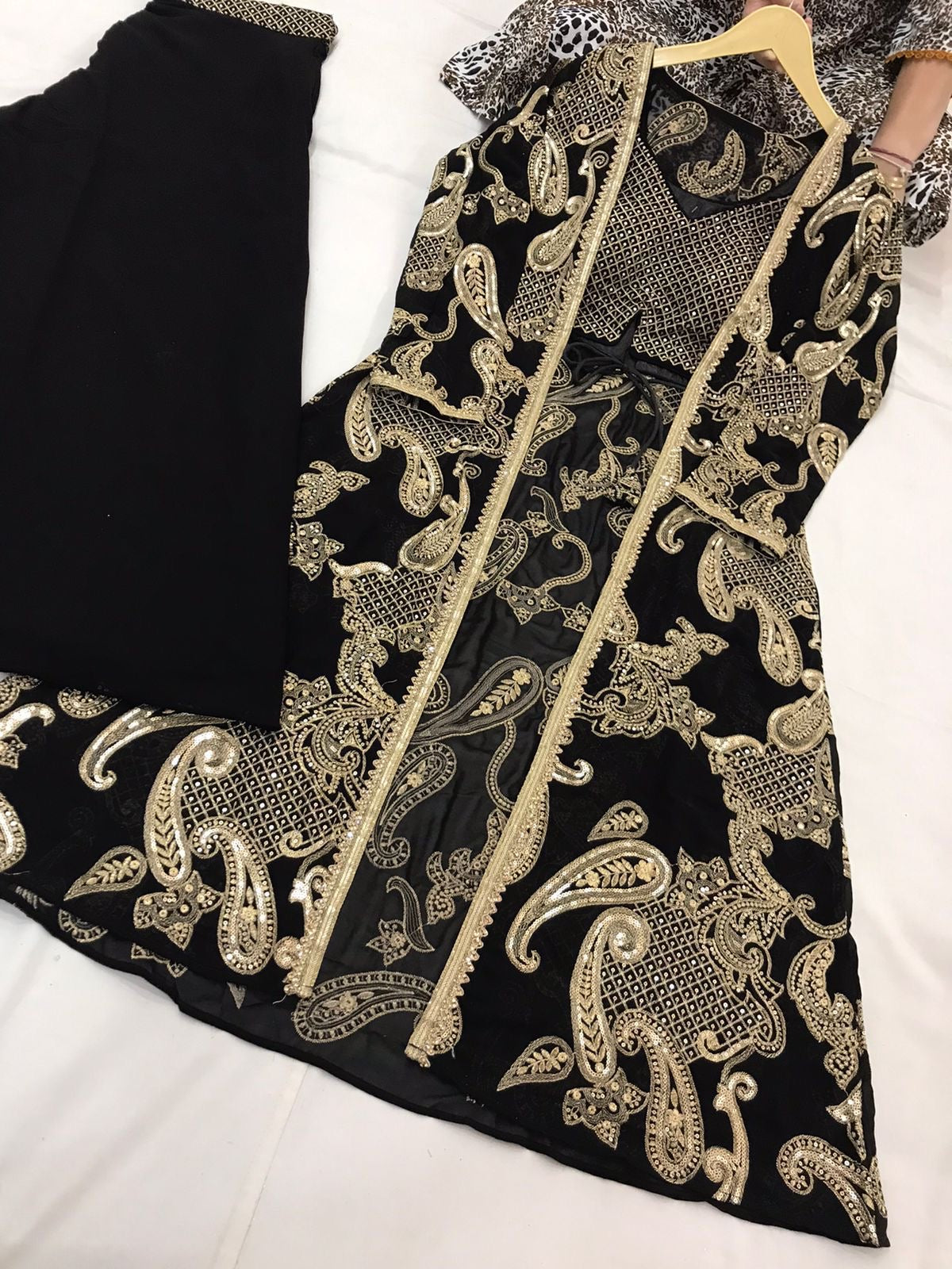 Beautiful designer Indowestern plazo suit with jacket/koti