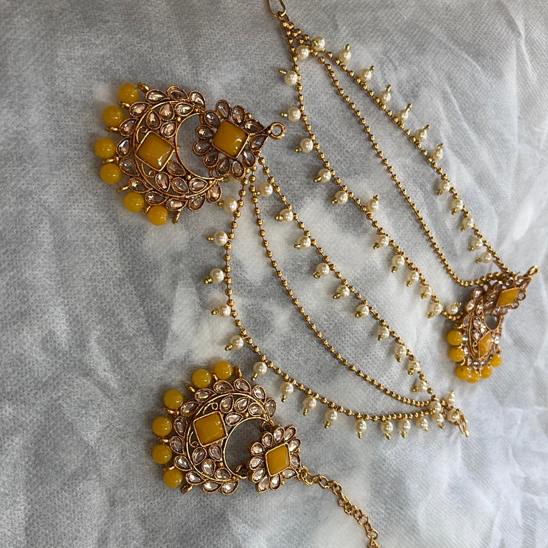 Beautiful designer bahubali earing tikkah set