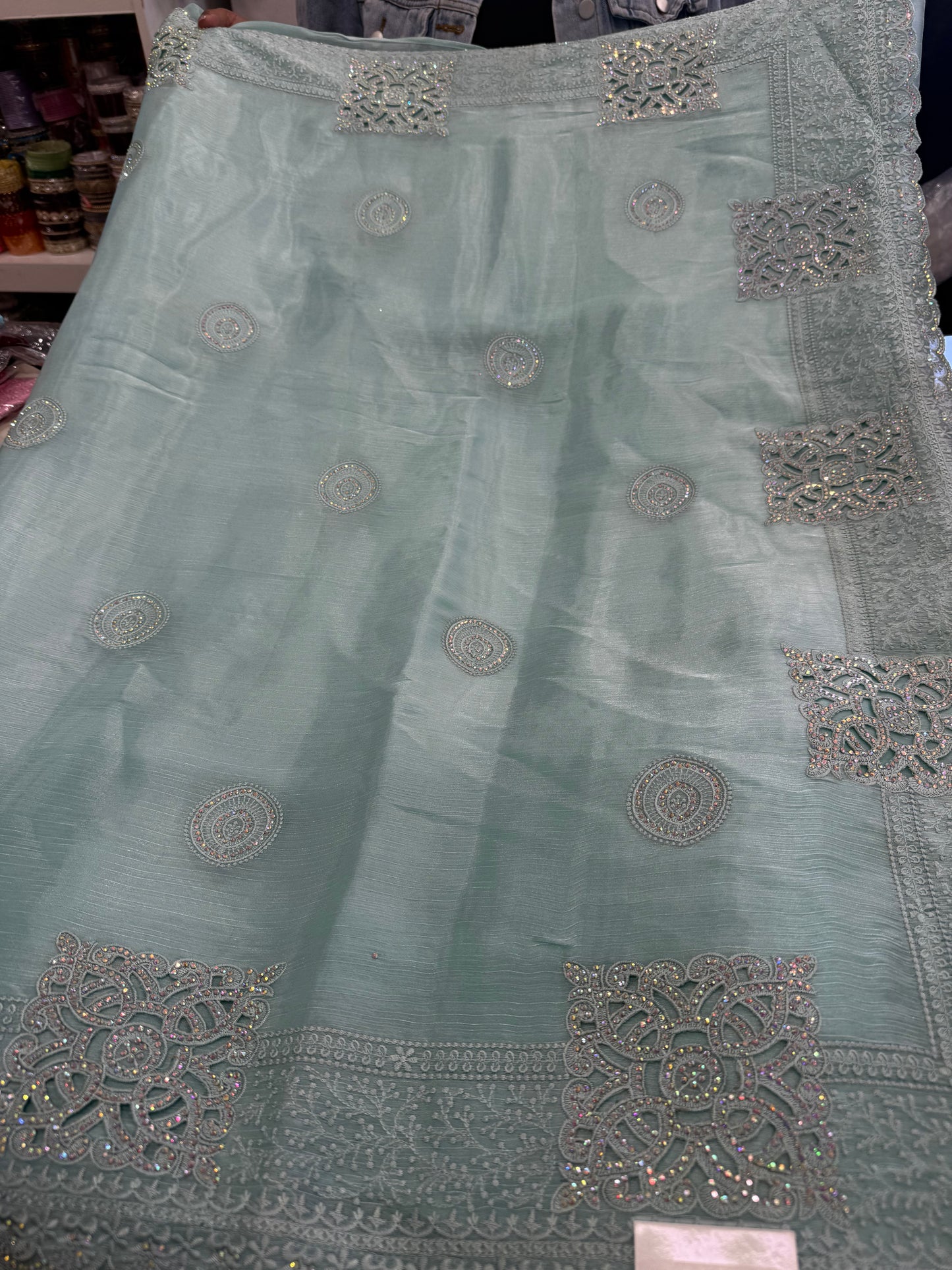 Beautiful designer cut work embroidered saree