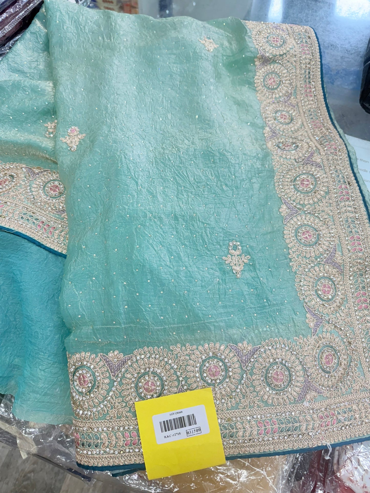 Beautiful designer fully embroidery saree with unstitched embroidery blouse