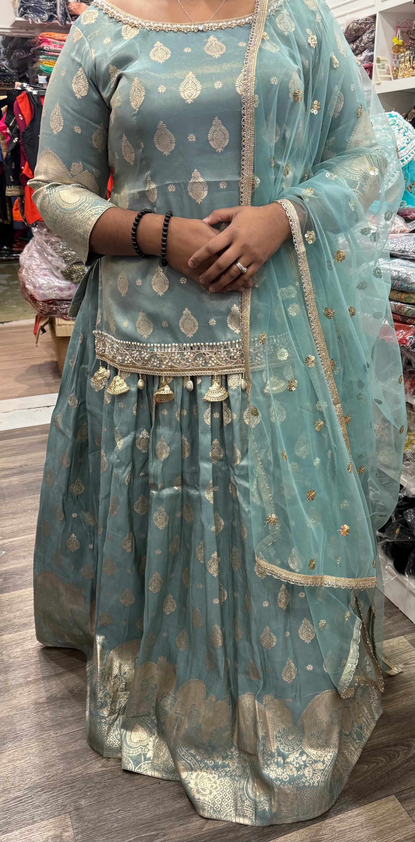 Beautiful designer long top lengha suit