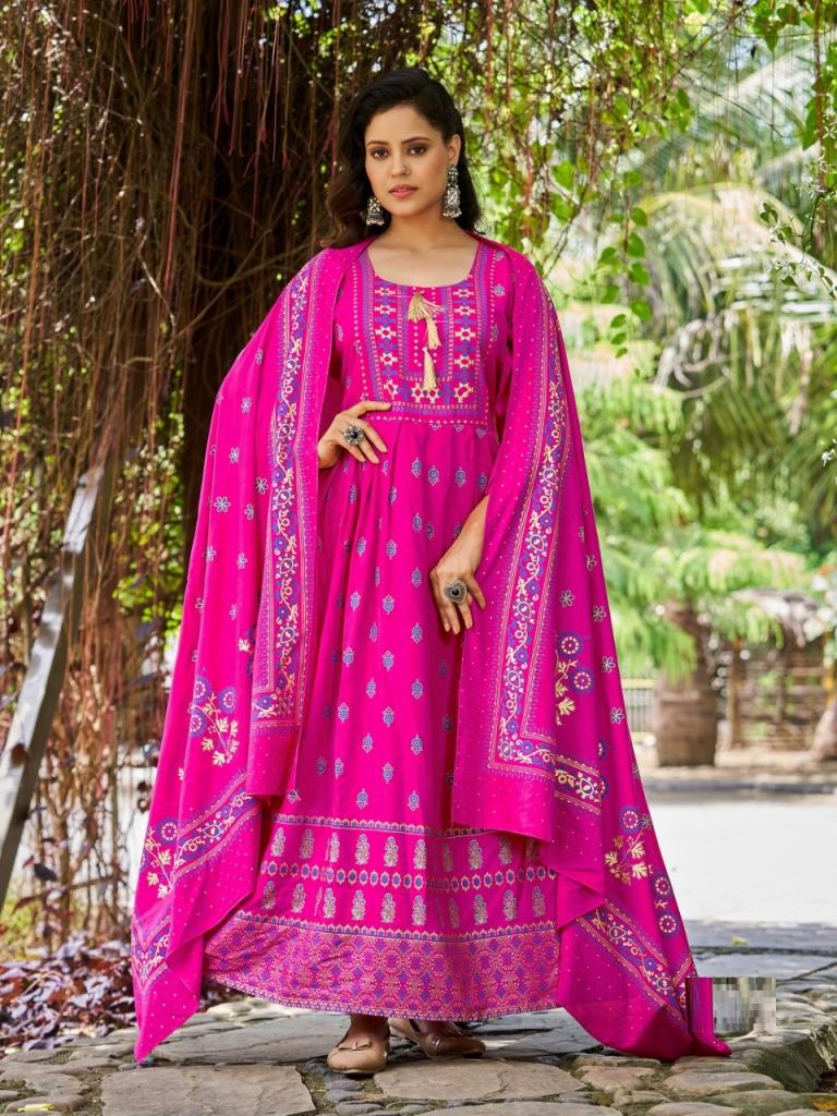 Beautiful designer Rayon Foil Printed Kurtis With Dupatta Set