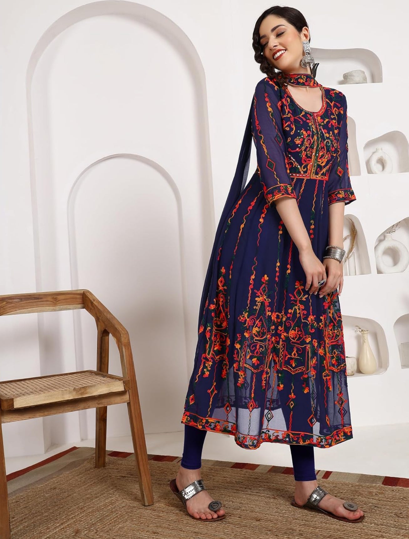 Beautiful designer Lucknowi embroidery Kurti dupatta