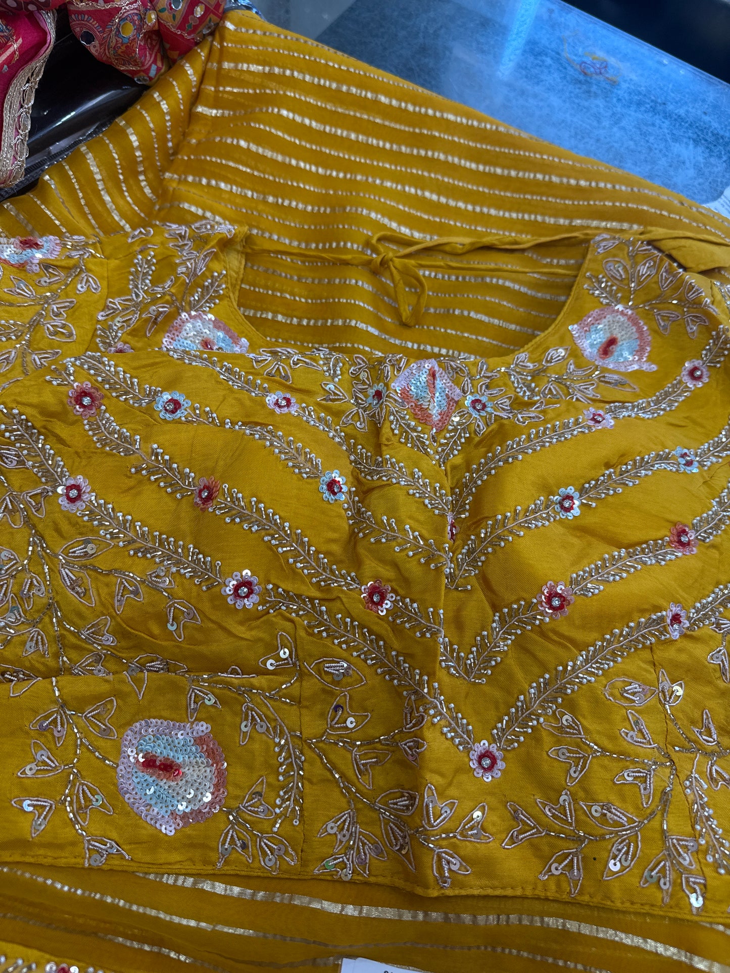 Beautiful designer hand embroidery saree with readymade blouse