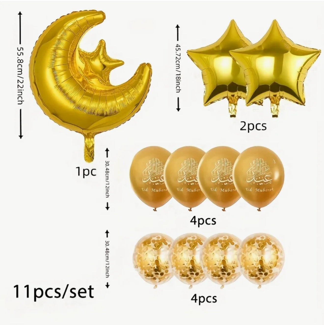 11pcs/set Eid Mubarak Balloons Ramadan Decoration