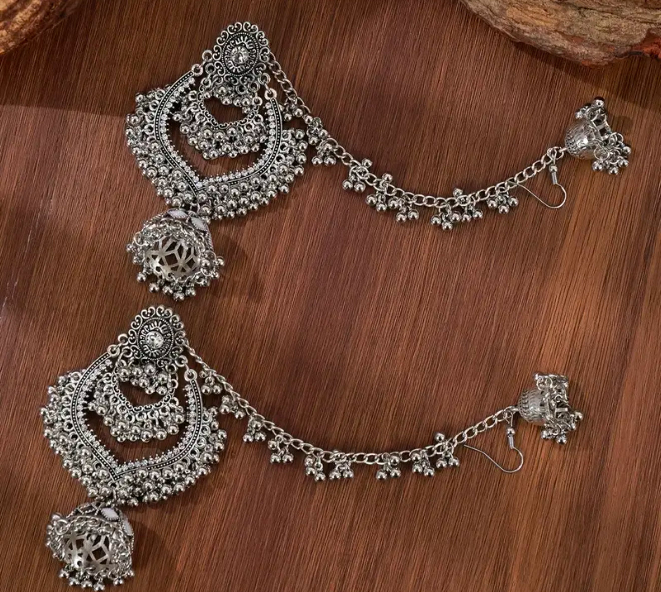 Beautiful designer oxidised bahubali earrings jhumki