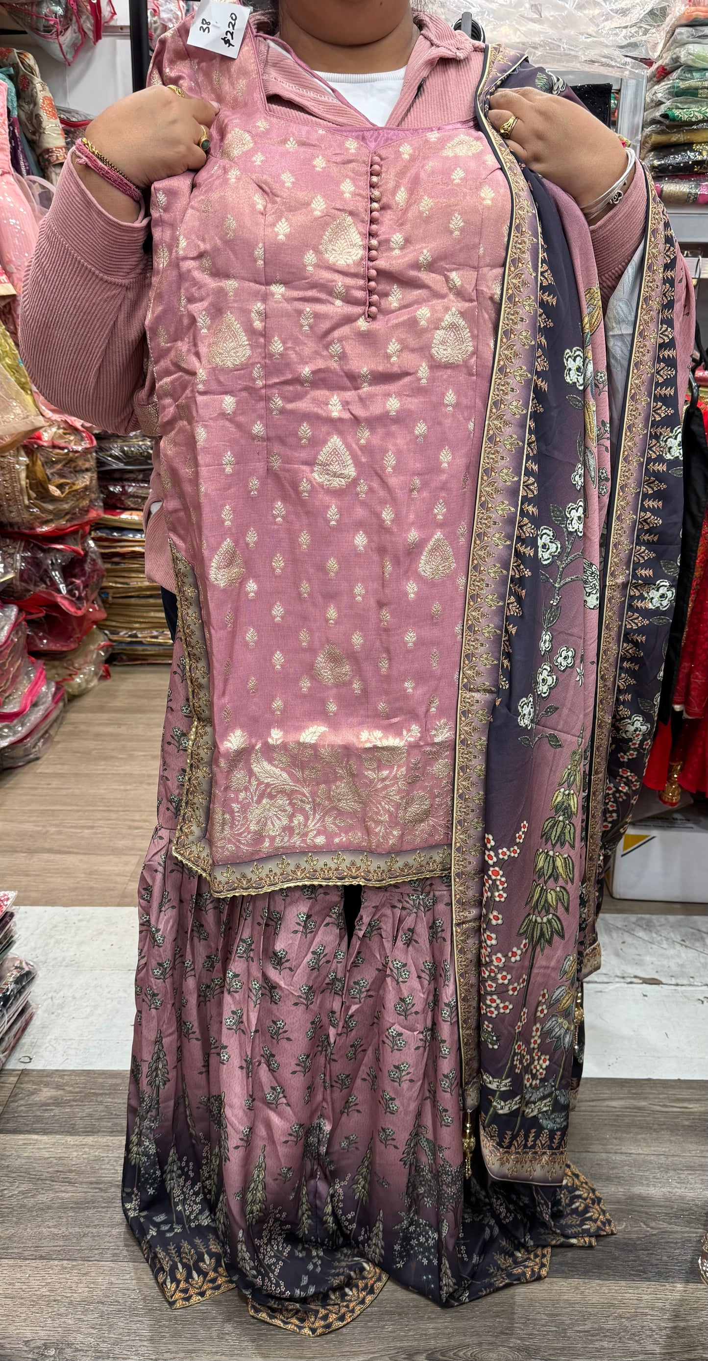 Beautiful designer floral sharara suit