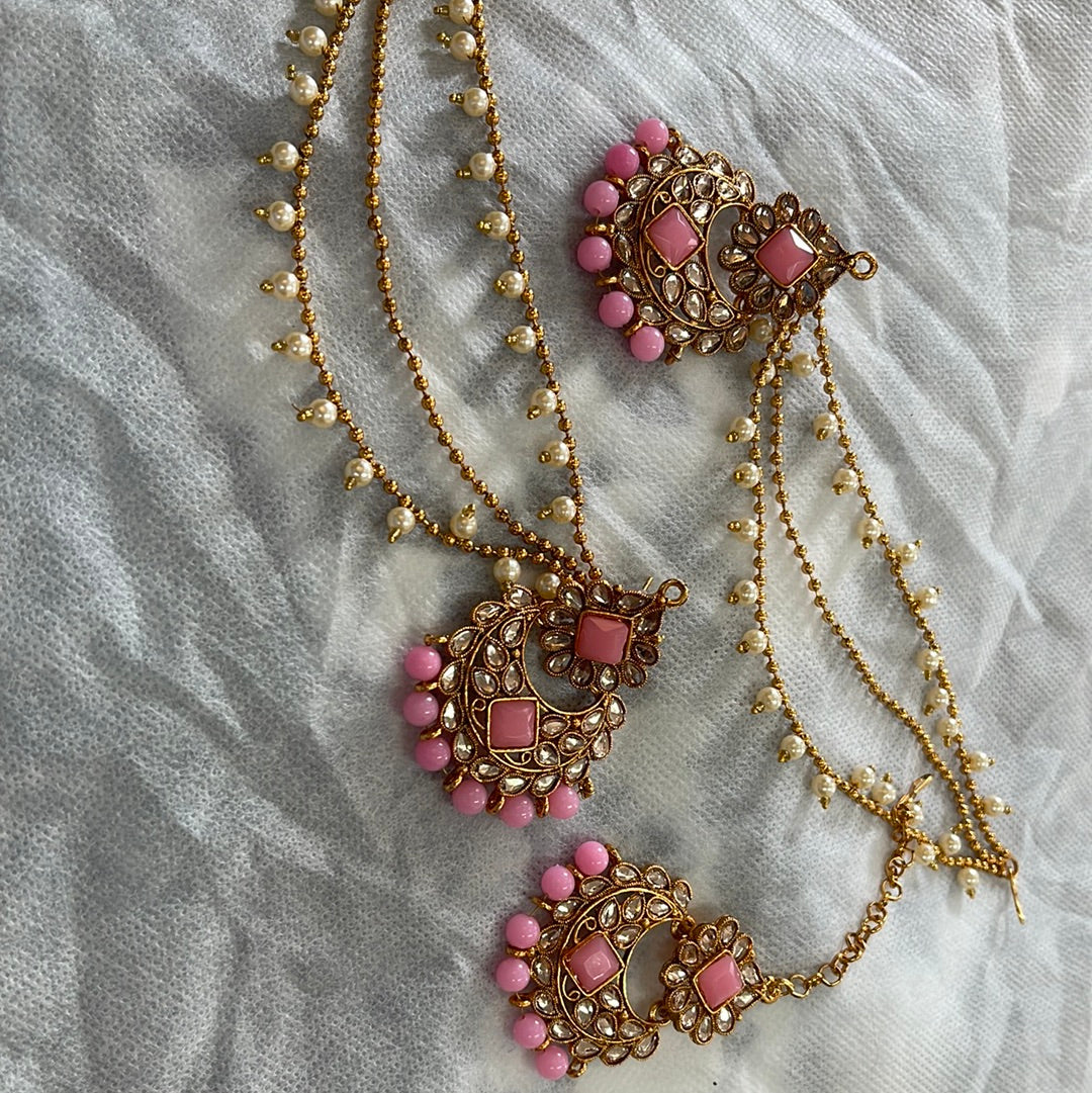 Beautiful designer bahubali earing tikkah set