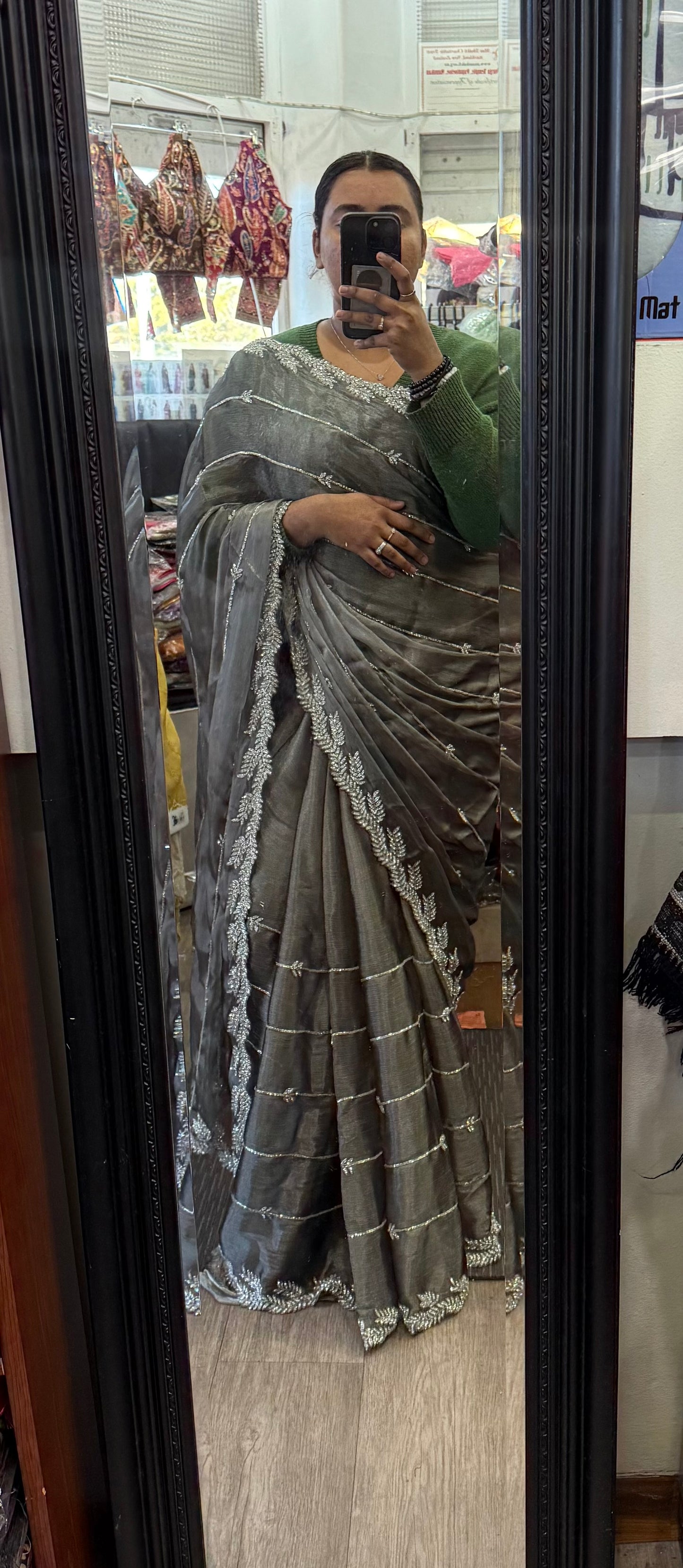 Beautiful designer hand embroidery saree