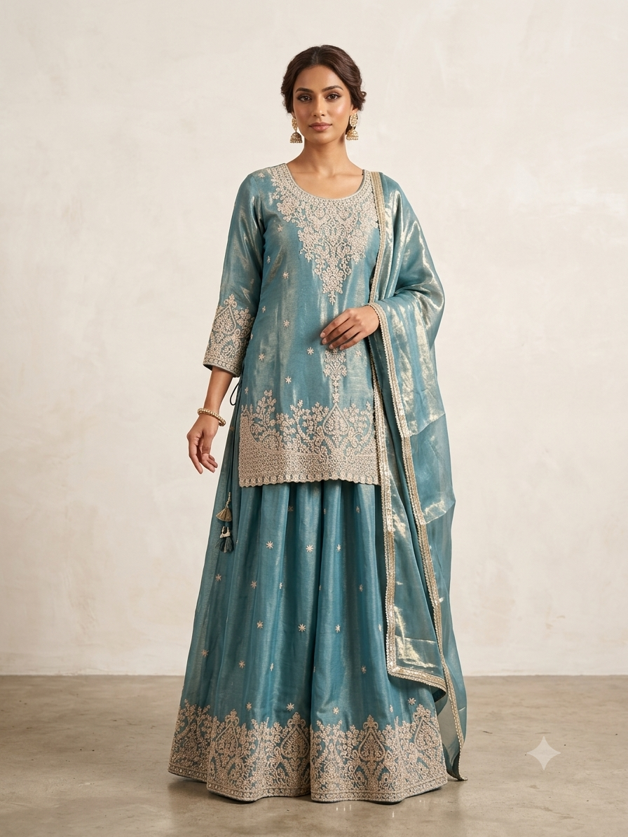 Beautiful designer long top lengha