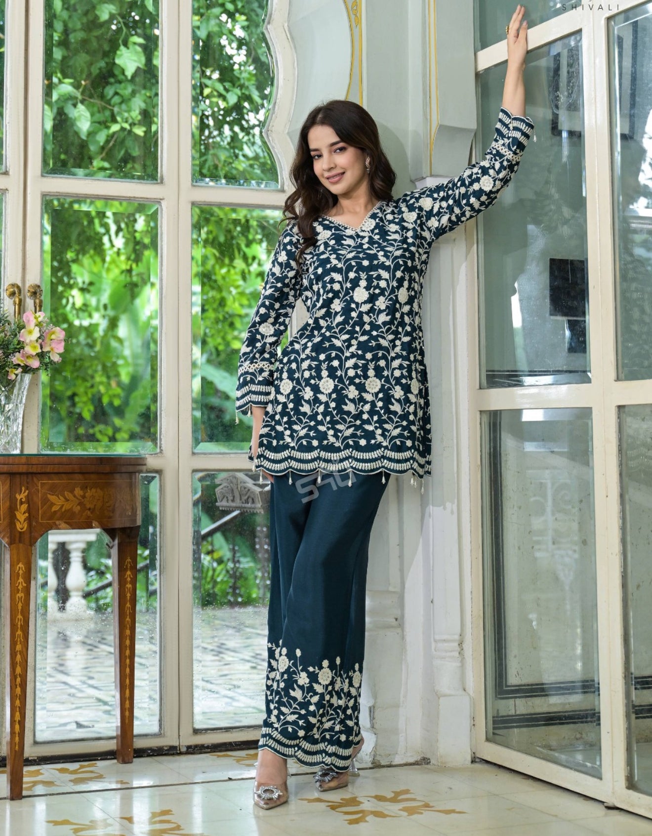 Beautiful designer fully embroidery coord set