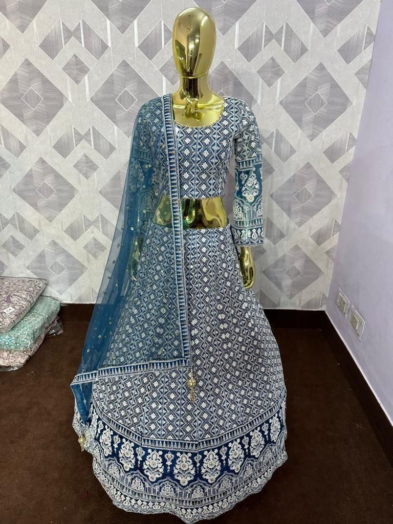 Beautiful designer lucknowi embroidery readymade lengha choli
