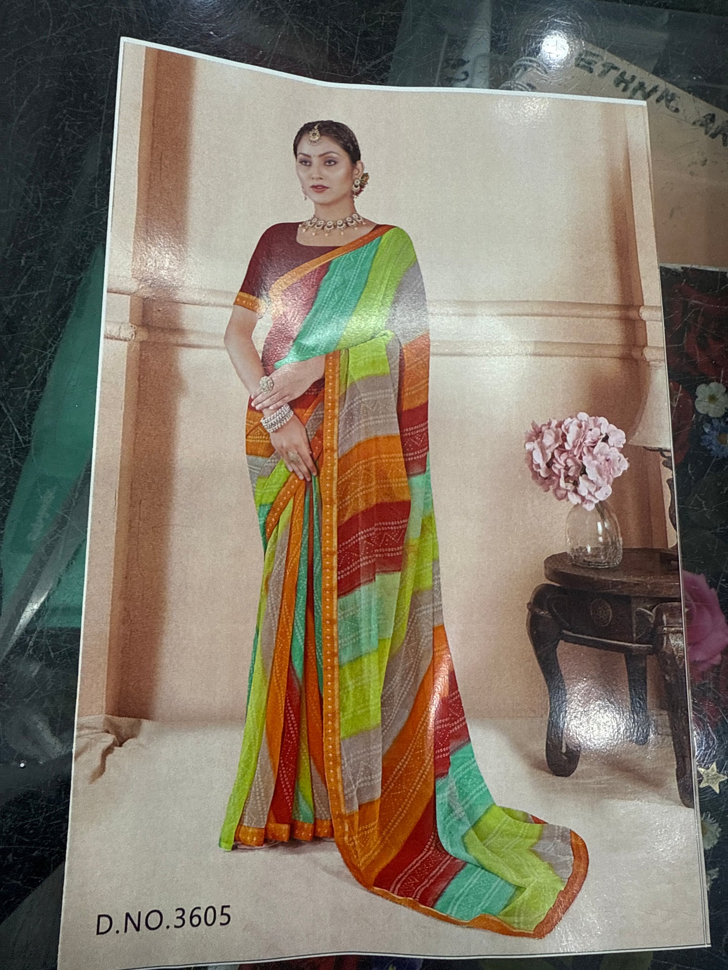 Beautiful designer chiffon bandhani saree