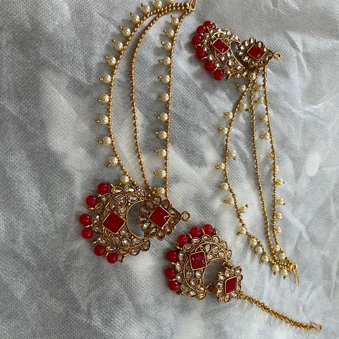 Beautiful designer bahubali earing tikkah set