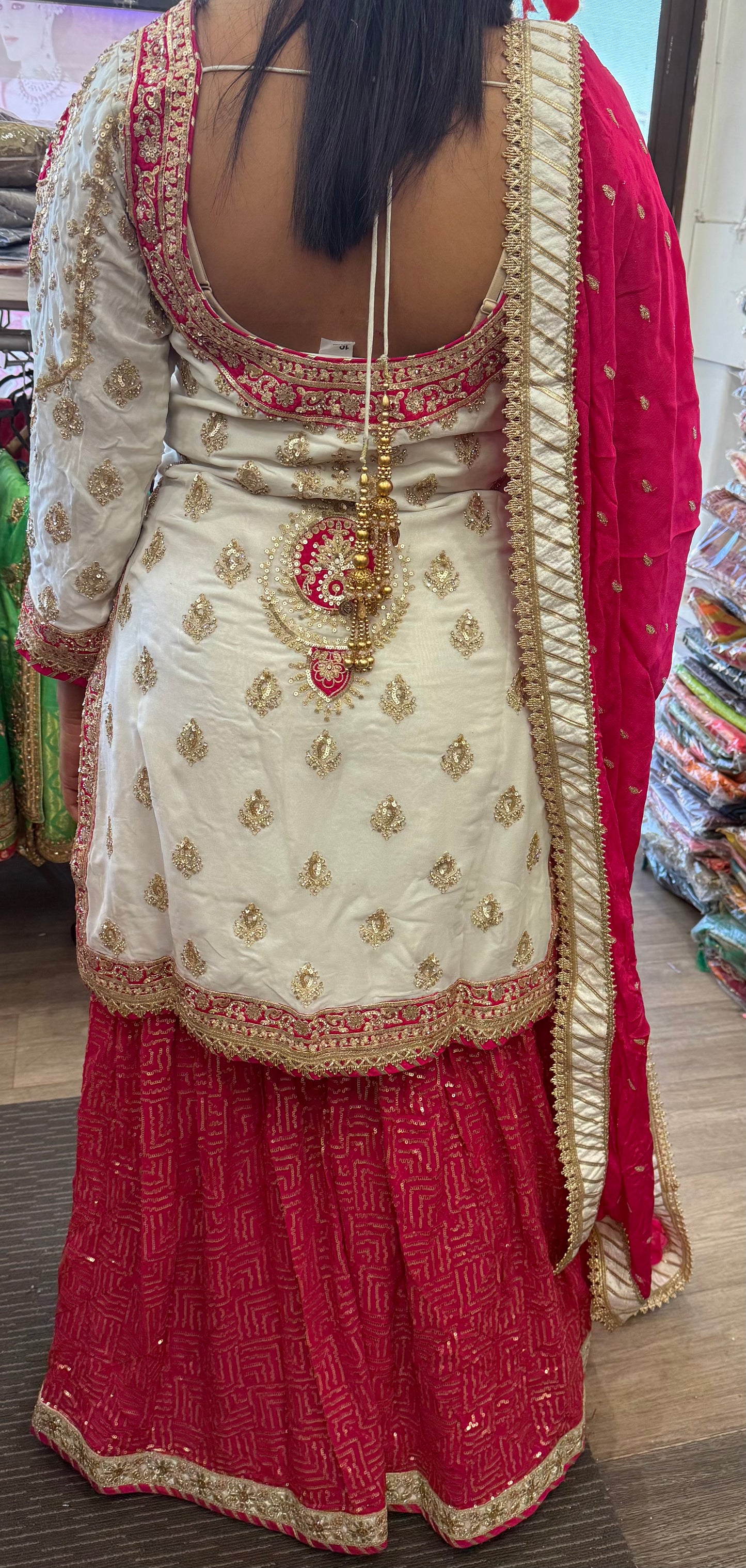 Beautiful designer heavily embroidery sharara suit