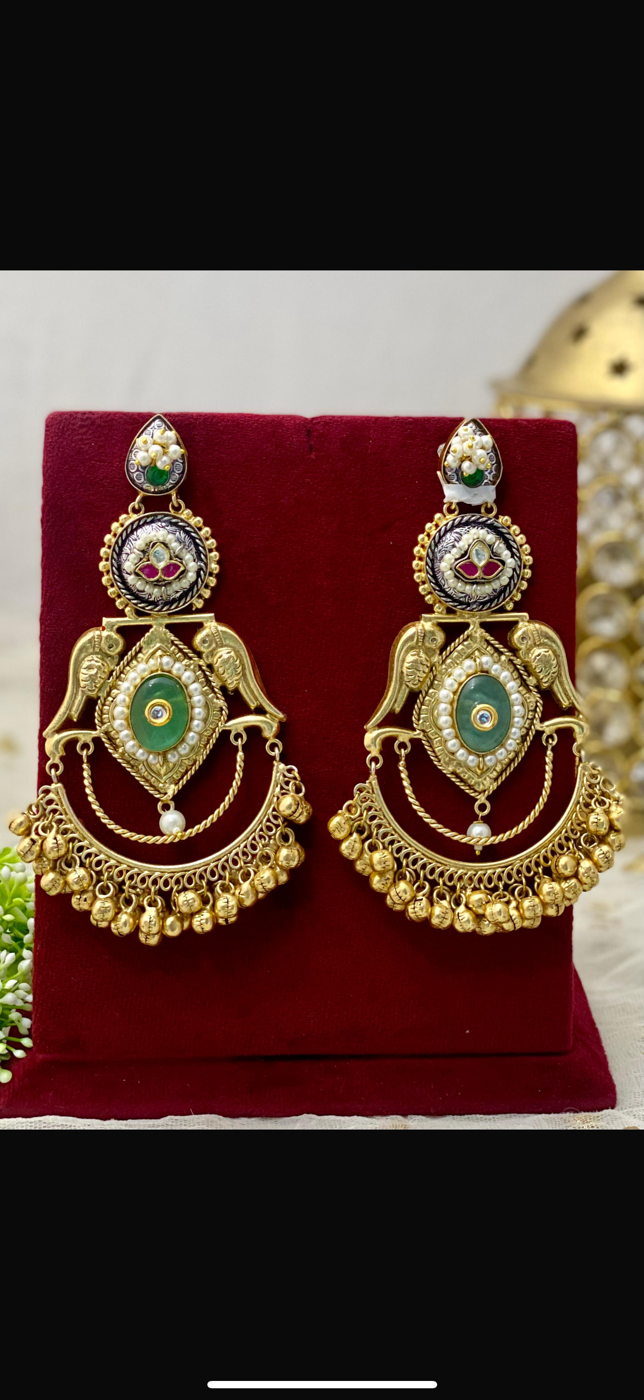 Beautiful designer brass based oversize earrings jhumki