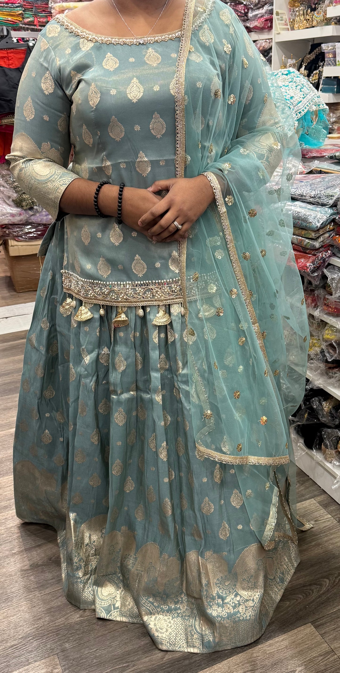 Beautiful designer long top lengha suit