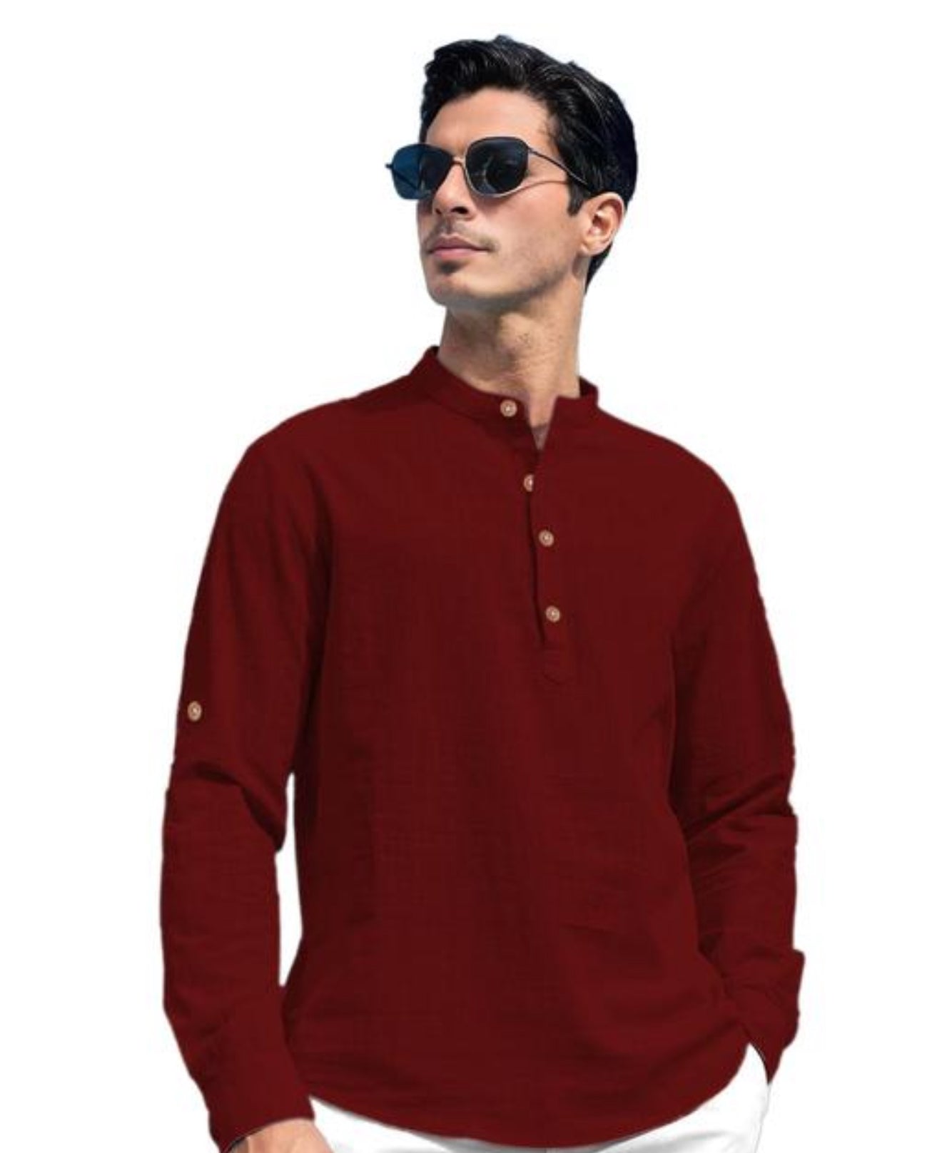 Beautiful designer Men's Slim Fit Full Sleeve Yellow Cotton Short Kurta