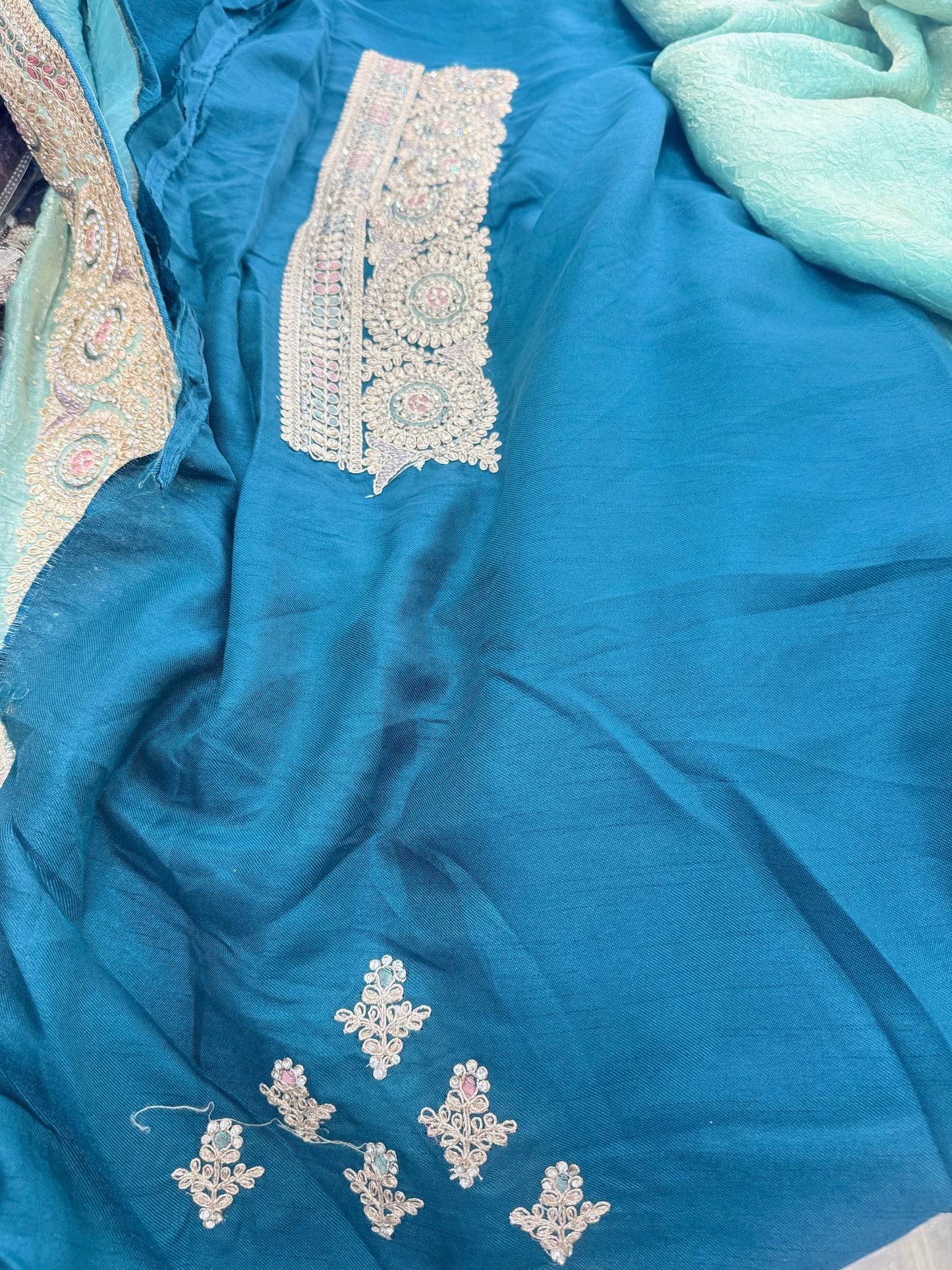 Beautiful designer fully embroidery saree with unstitched embroidery blouse