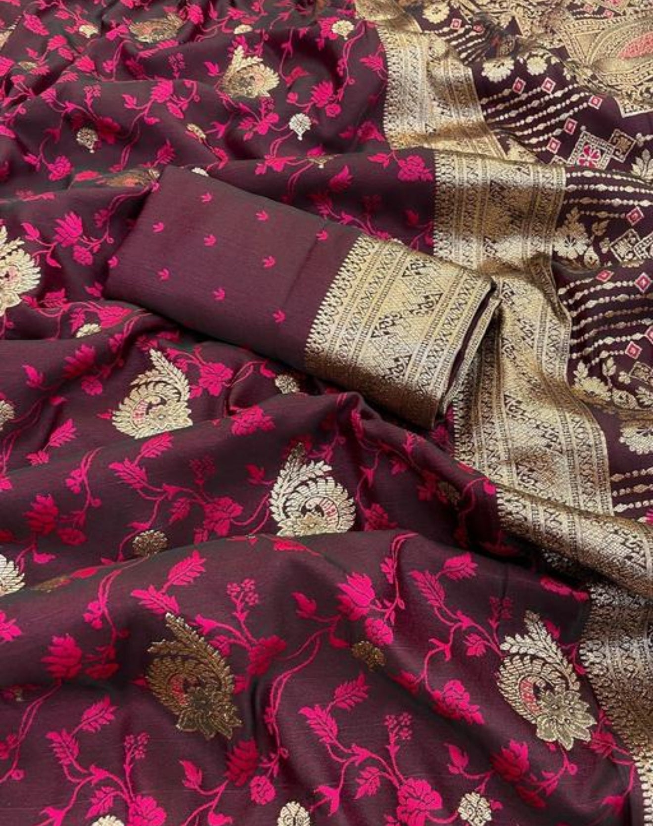 Beautiful designer pure banasari silk saree