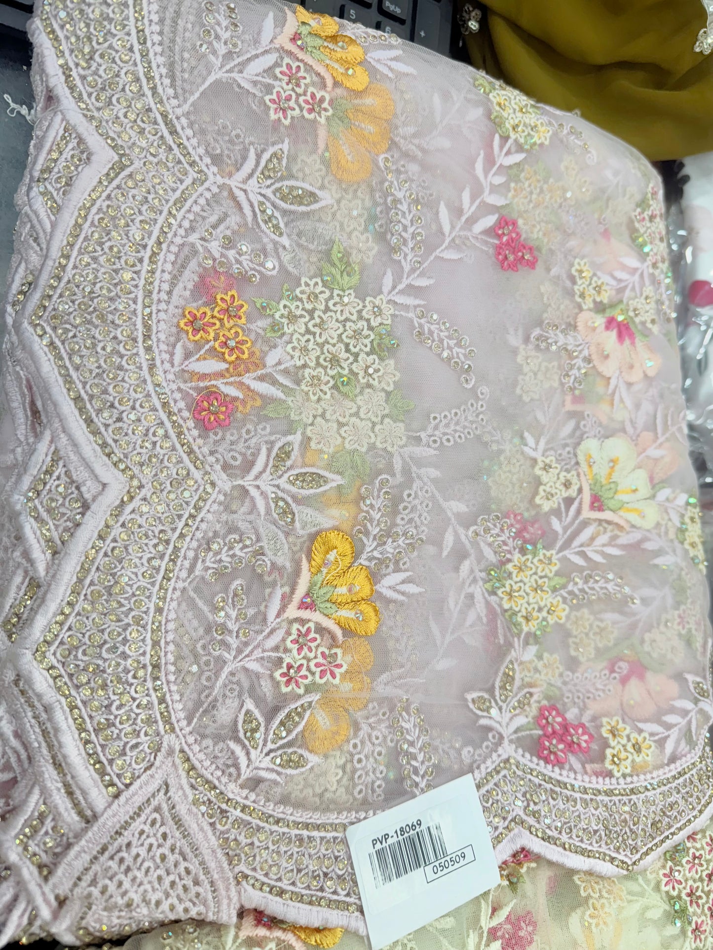 Beautiful designer fully embroidery net saree