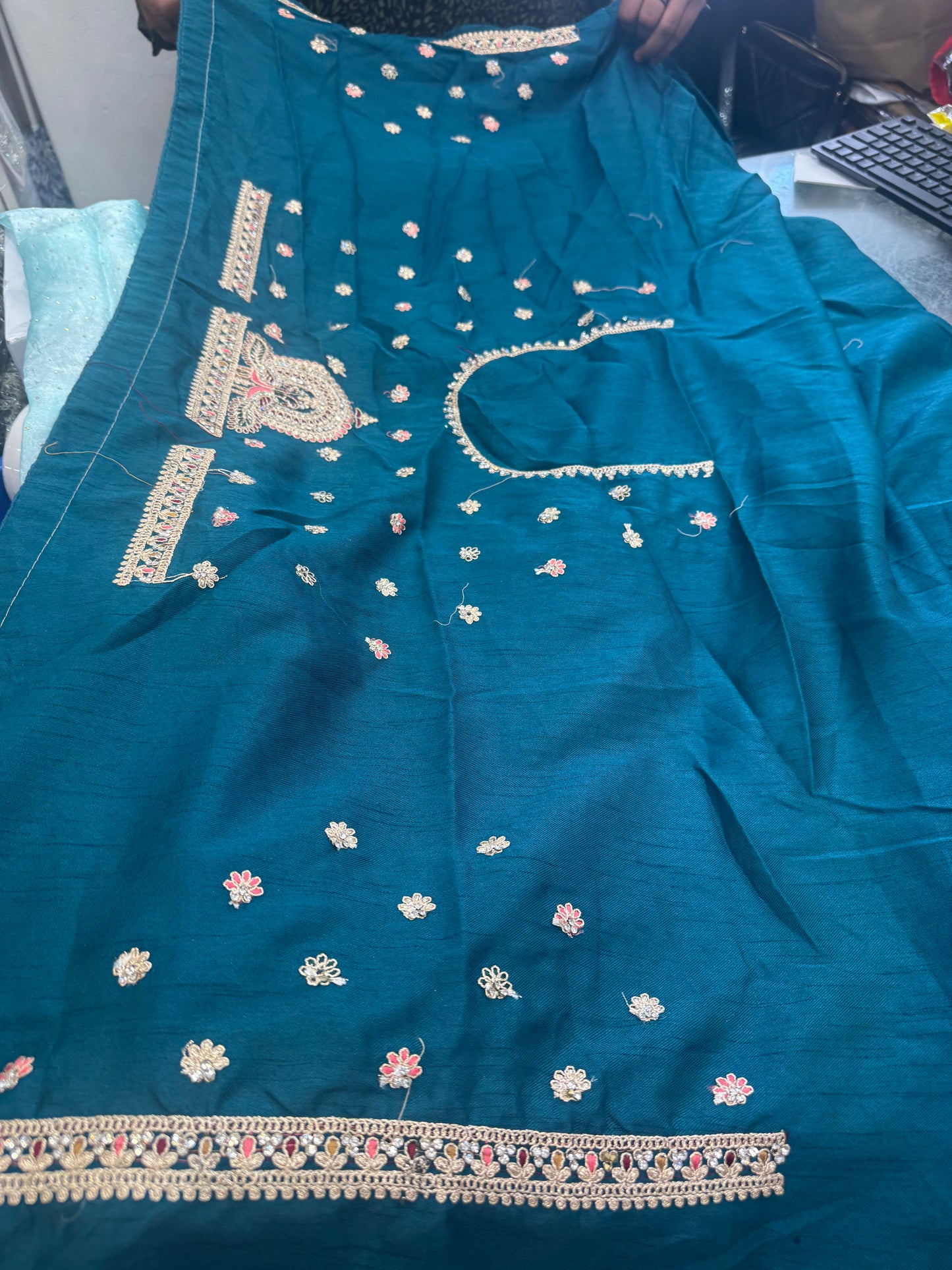 Beautiful designer fully embroidery saree with unstitched embroidery blouse