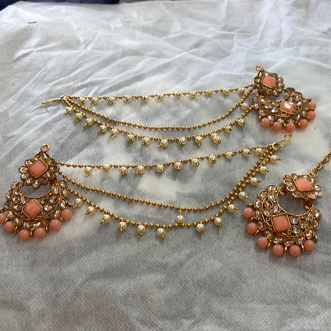Beautiful designer bahubali earing tikkah set