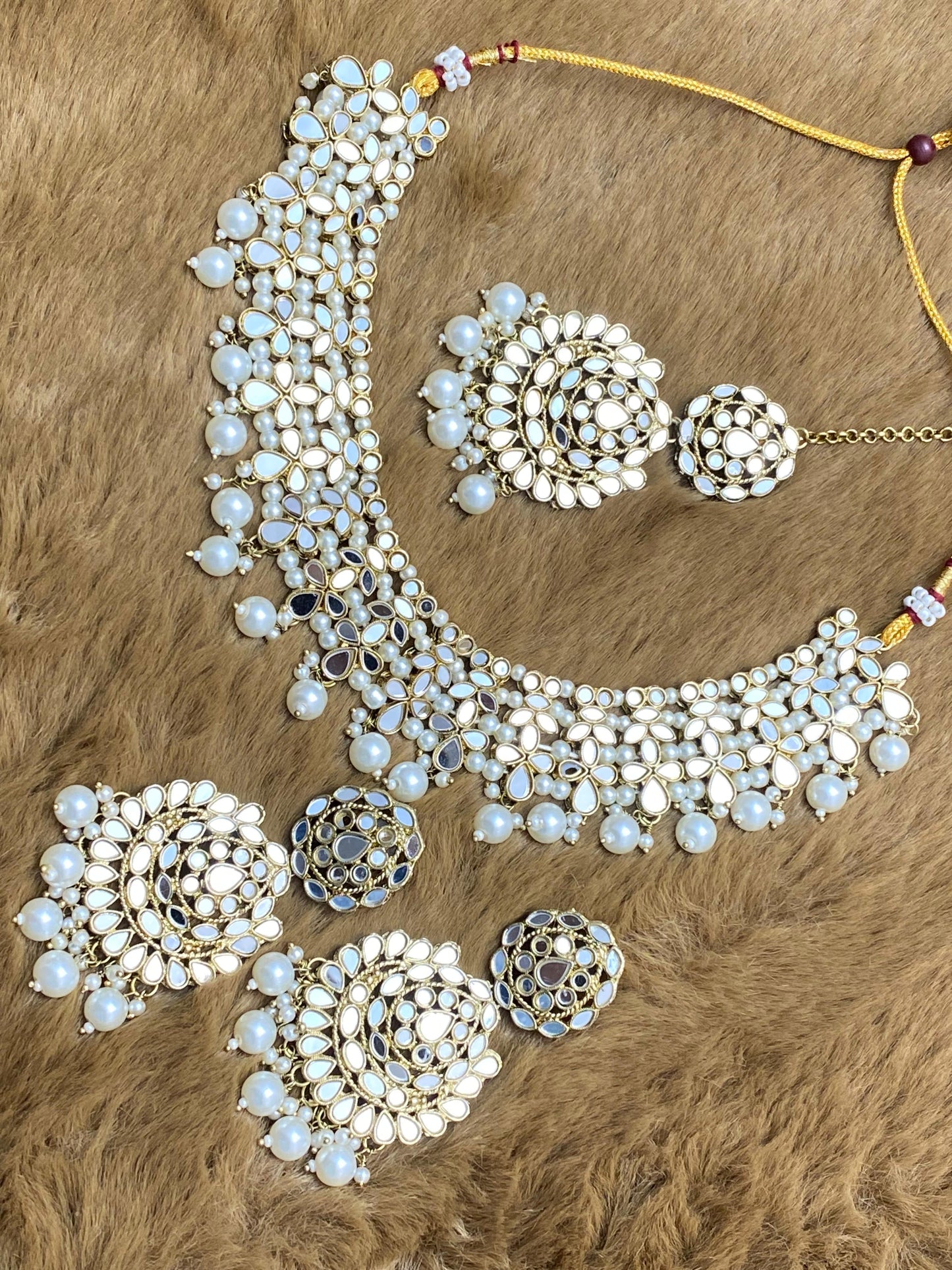 Beautiful designer mirror work necklace set