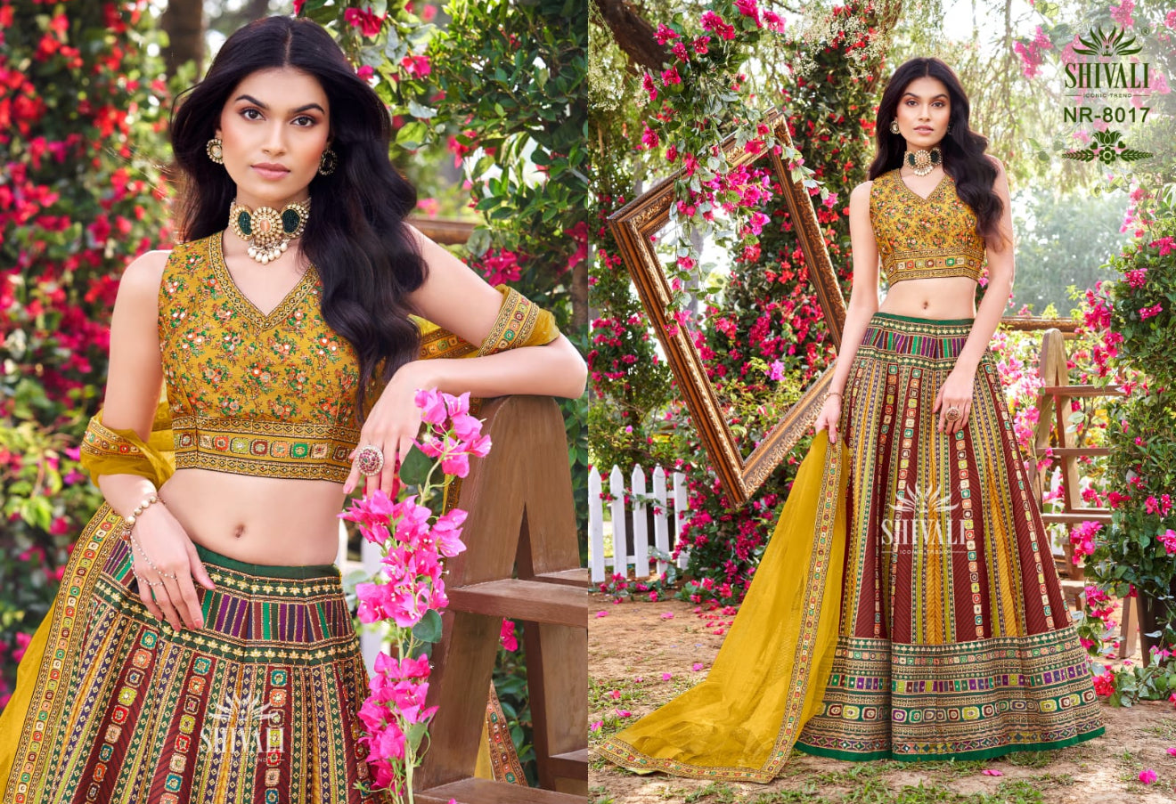 Beautiful designer digital print silk lengha choli
