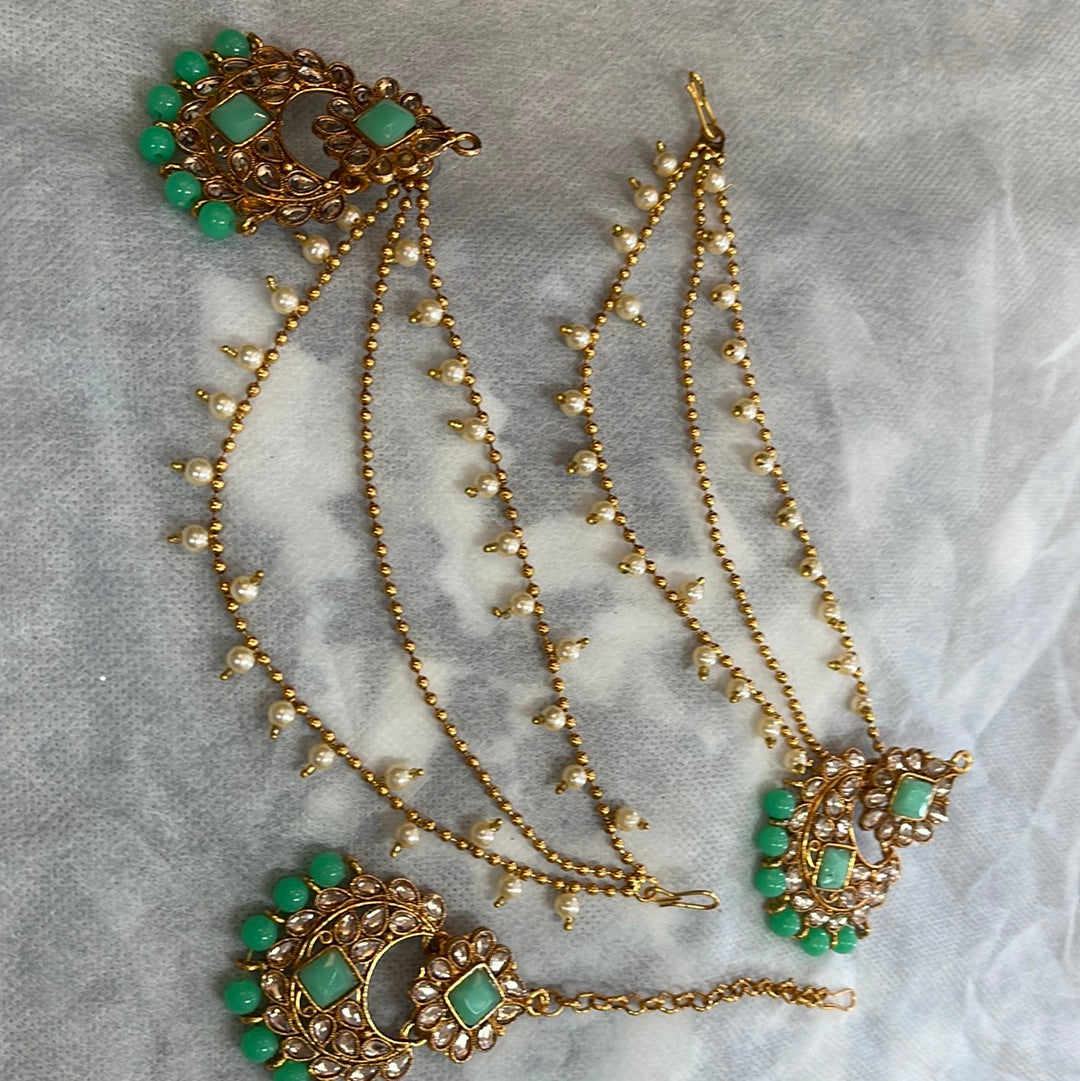 Beautiful designer bahubali earing tikkah set